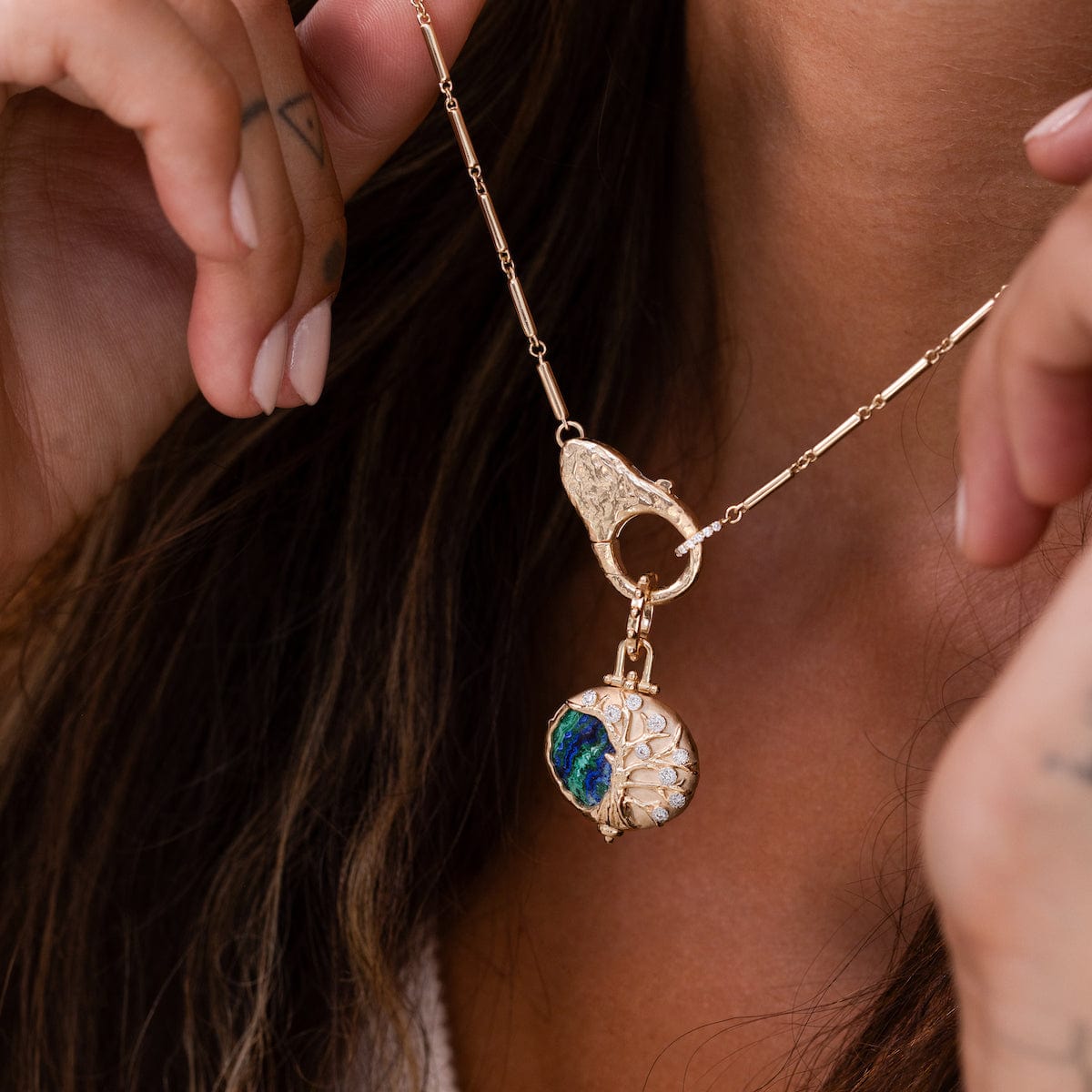Organic Lock Necklace - Handmade Sterling Silver Jewelry for Women, Unique Gift for Her - Perfect for Valentine's Day, Anniversary & Everyday Wear