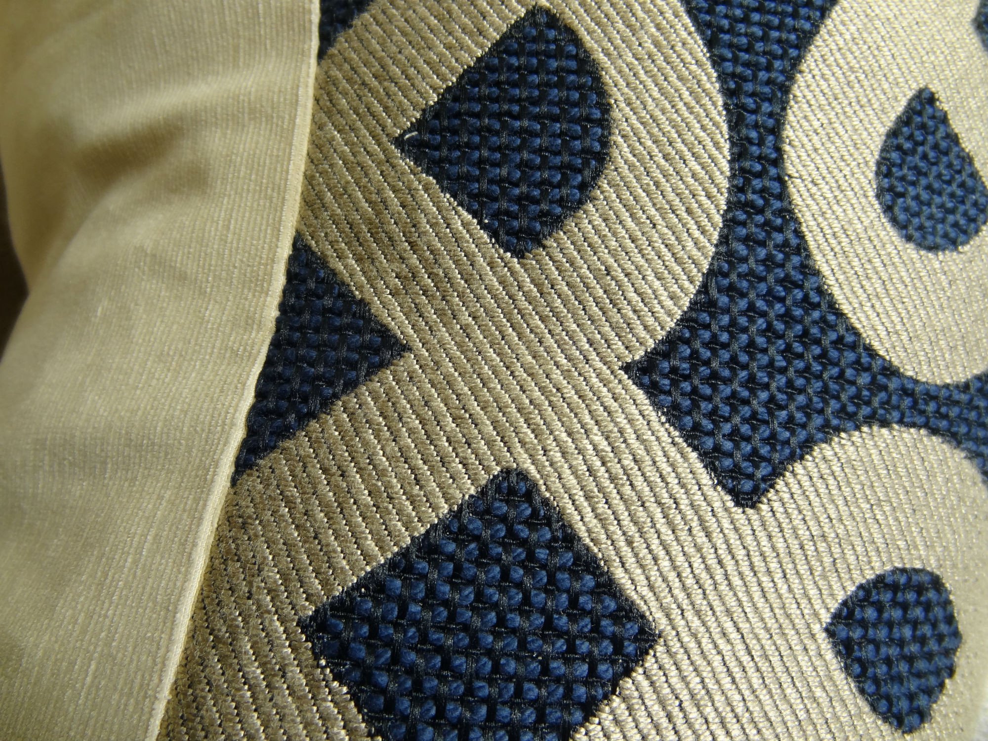 Modern Navy Geometric Throw Pillow - Handmade in USA - Decorative Couch Pillow with Tan Maze Design - Perfect for Living Room, Bedroom & Sofa Decor