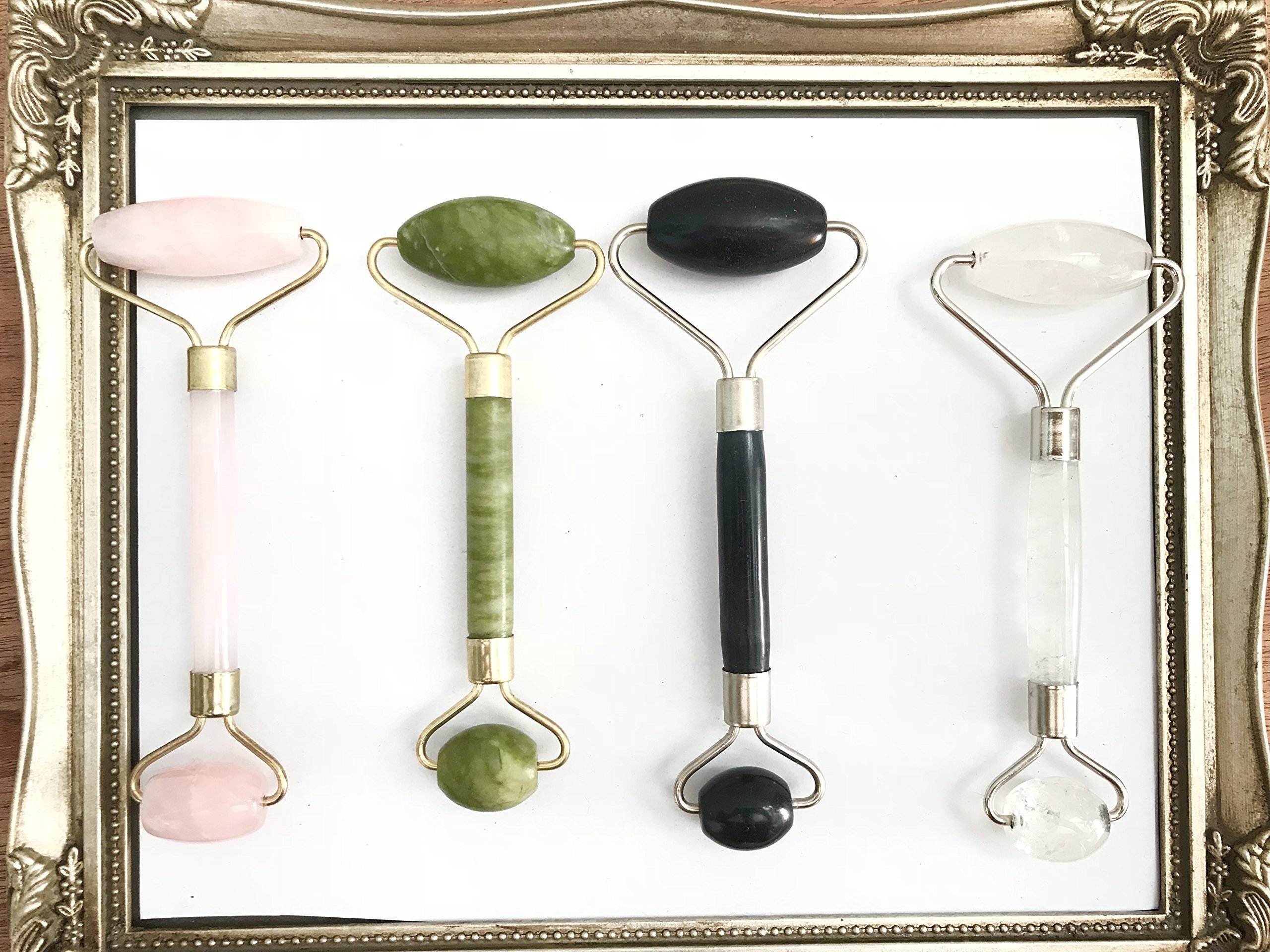 Natural Rose Quartz Facial Roller & Massager - 100% Pink Jade & Rose Quartz for Skin Care, Anti-Aging & Lymphatic Drainage | Perfect for Daily Facial Massage, Relaxation & Glowing Skin
