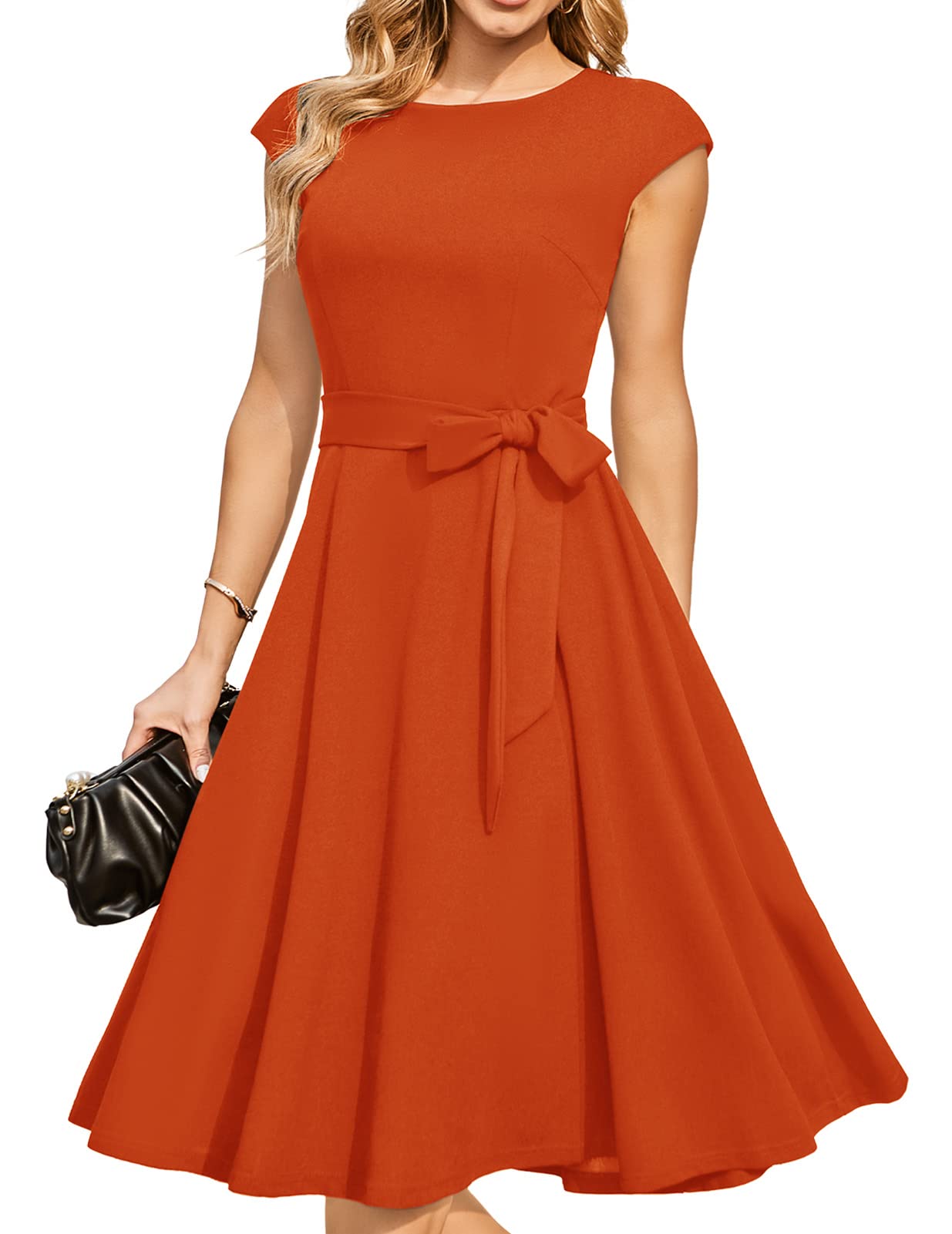 Vintage Women's Casual A-Line Dress for Cocktail Tea Party & Summer Work - Elegant Flowy Office & Outdoor Occasion Wear