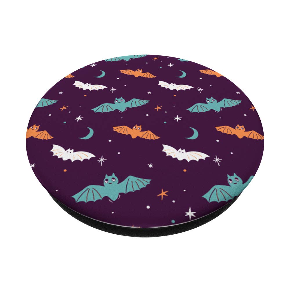 Halloween PopGrip ADT057a - Cute Orange & Teal Bats Phone Grip for iPhone & Samsung (Party & Cosplay Accessory)