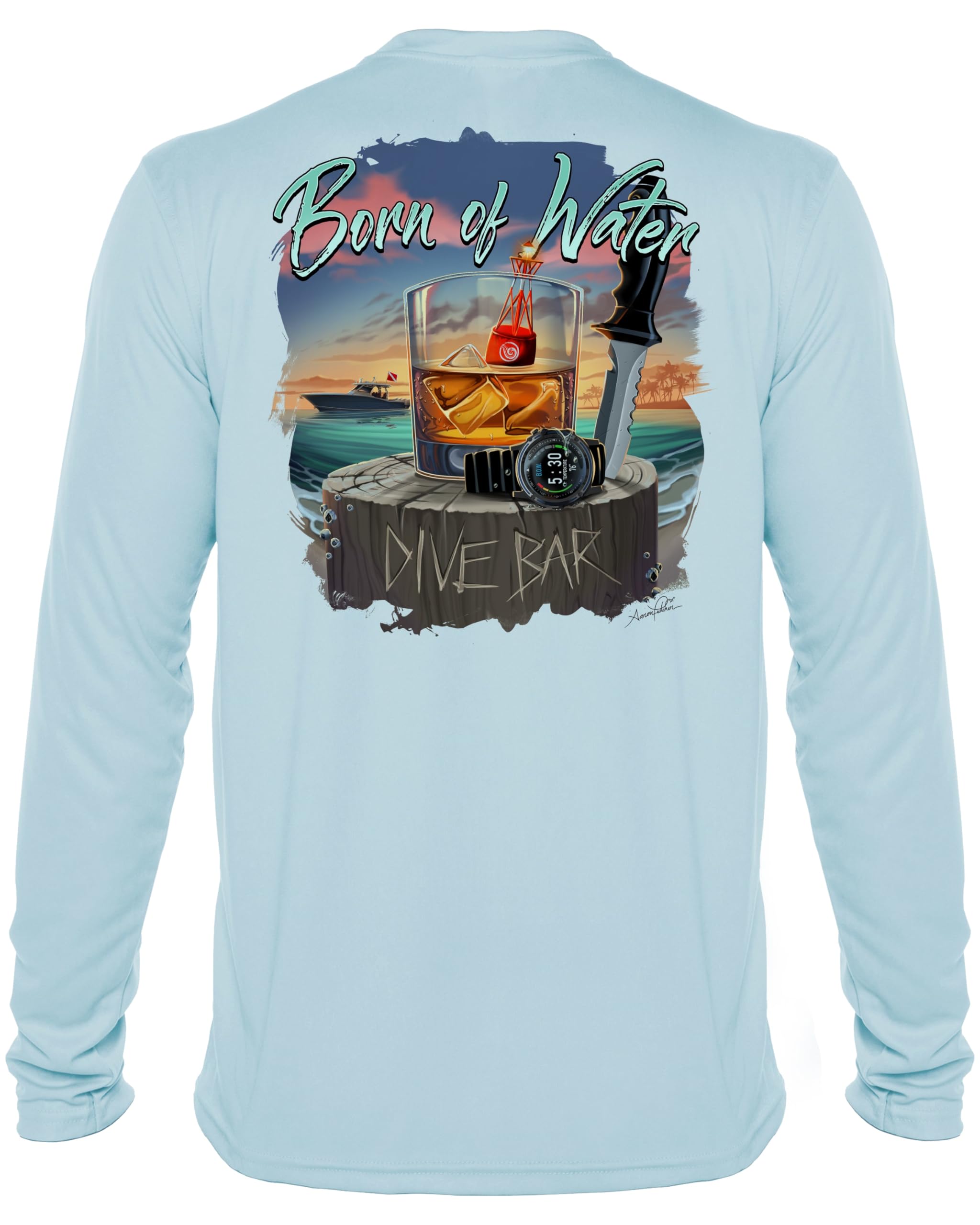Dive Bar Men's UV Protection Long Sleeve Shirt for Outdoor Activities and Beach Adventures
