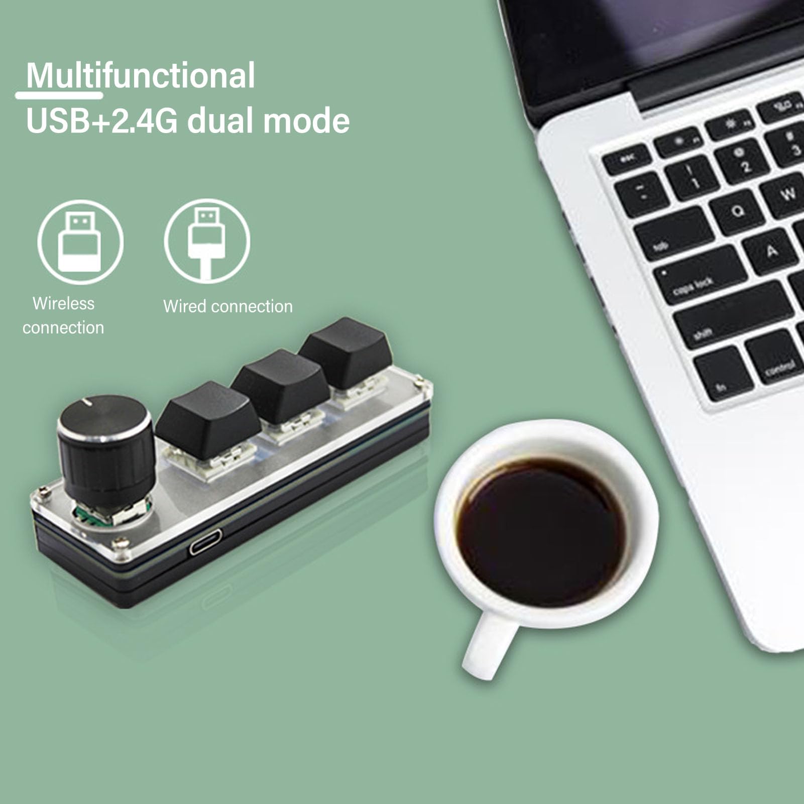 Fockety Mini Mechanical Keyboard - 3 Key Programmable Macro for Gaming & Office | Wireless & Wired | Hot Swappable