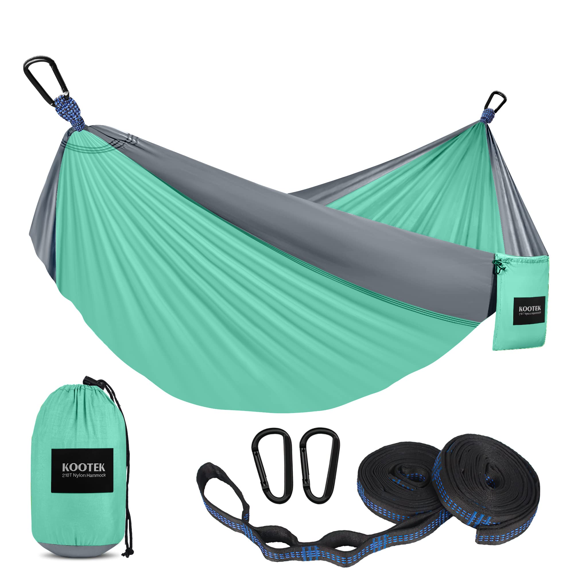 Kootek Camping Hammock - Lightweight Portable Double & Single Hammock with Tree Straps - Perfect for Outdoor Adventures, Hiking, Beach Travel & Backpacking - Essential Camping Gear for Relaxation