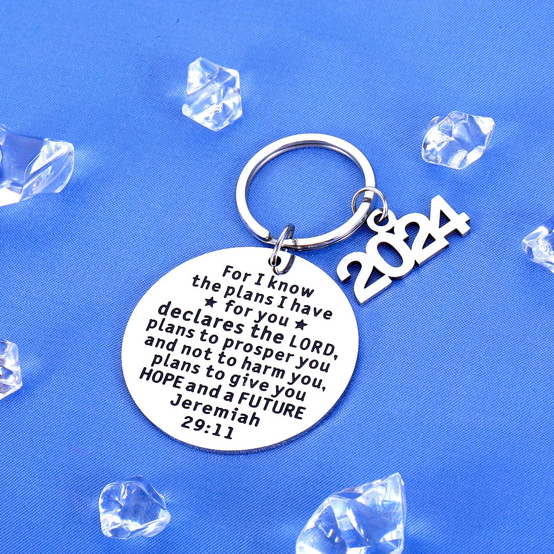 2024 Graduation Keychain for Women & Men - Inspirational Bible Verse Gift for College, High School, Medical Graduates - Perfect for Students, Nurses, Friends, Daughter & Son - Ideal for Commencement, Congratulations & Daily Motivation