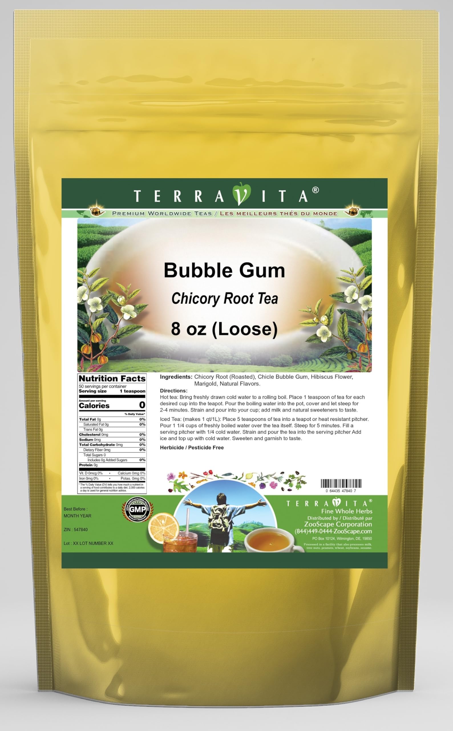 Chicory Root Bubble Gum Tea Loose 8oz - 2 Pack for Relaxation & Digestion