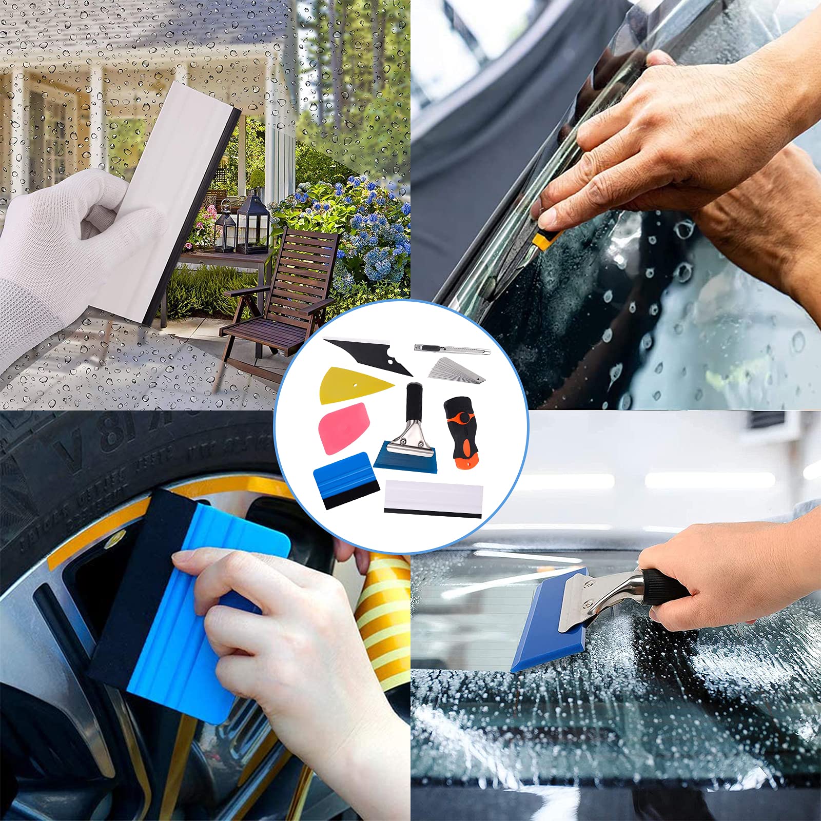 9-Piece Car Window Tint Application Tool Kit - Professional Vehicle Glass Protective Film Installation Set with Squeegee, Scraper & Utility Knife - Perfect for DIY Auto Tinting & Window Film Protection