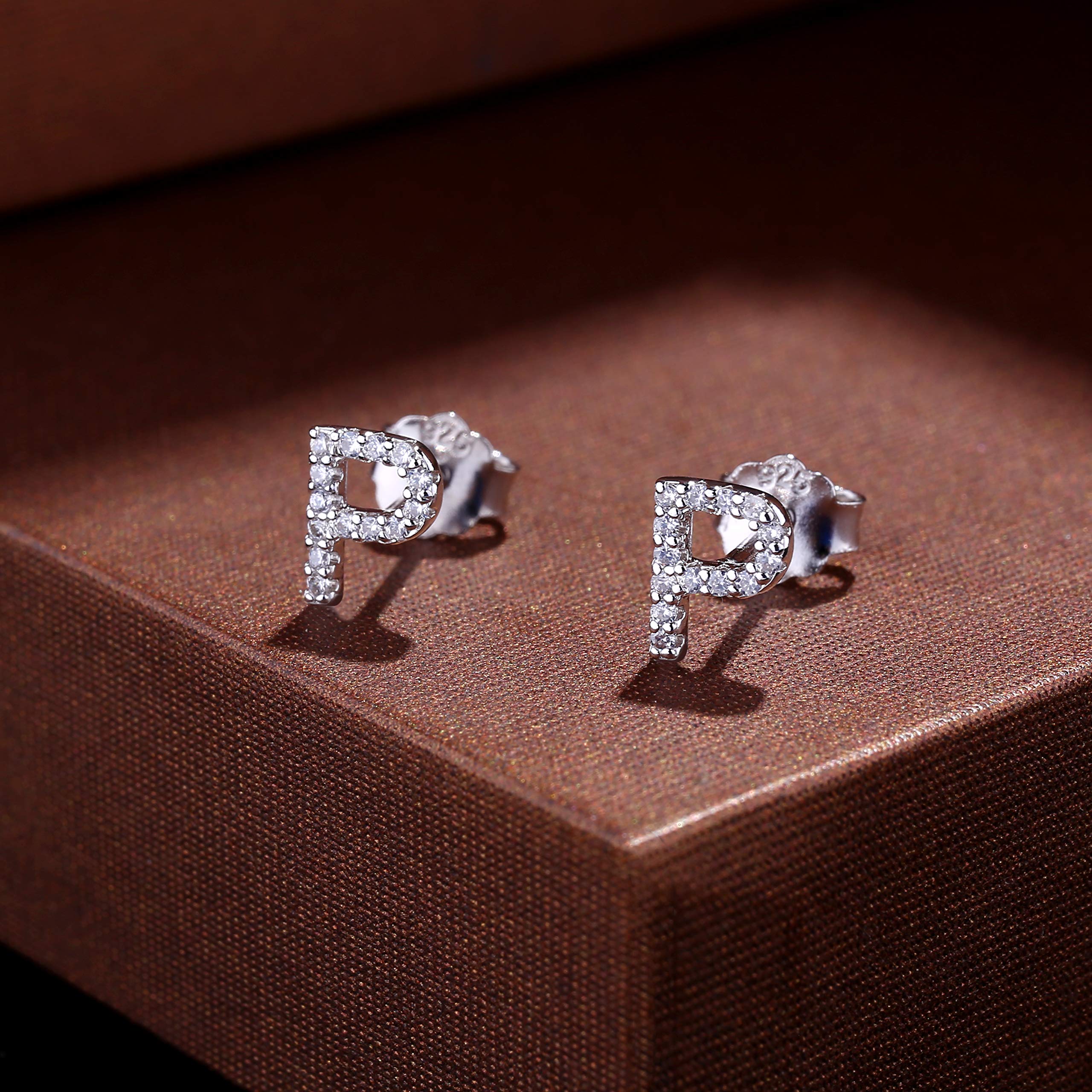 MONOOC Initial Stud Earrings for Women & Girls - Hypoallergenic S925 Sterling Silver Cubic Zirconia Letter Earrings | Perfect Birthday Gift, Everyday Wear & Special Occasion Jewelry for Teens, Kids & Adults