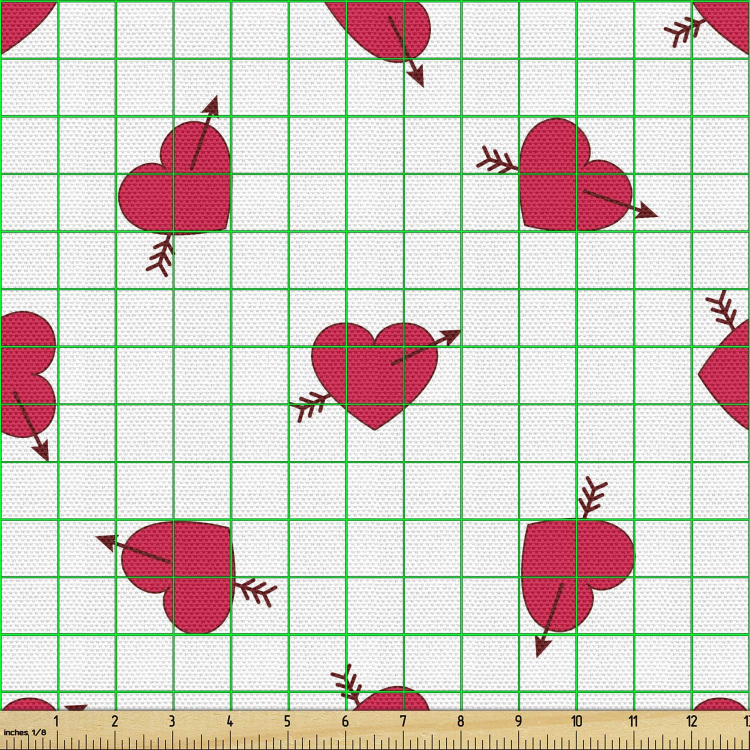 Ambesonne Valentine's Day Fabric by The Yard - Cartoon Hearts with Arrows Love Passion Romance Print - 10 Yards Dark Coral Brown White Upholstery Fabric for DIY Home Decor, Pillows, Curtains & Table Runners