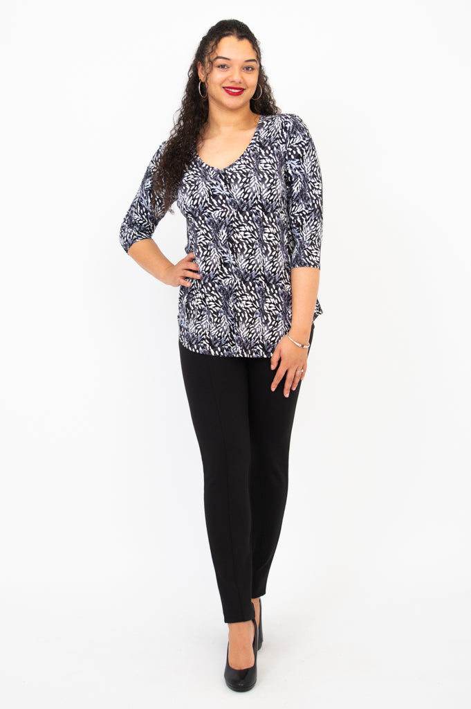 Jackie 3/4 Sleeve Top - Vintage Film Noir Style Bamboo Fabric Blouse for Women | Perfect for Casual Wear, Office Outfits & Retro Fashion Looks