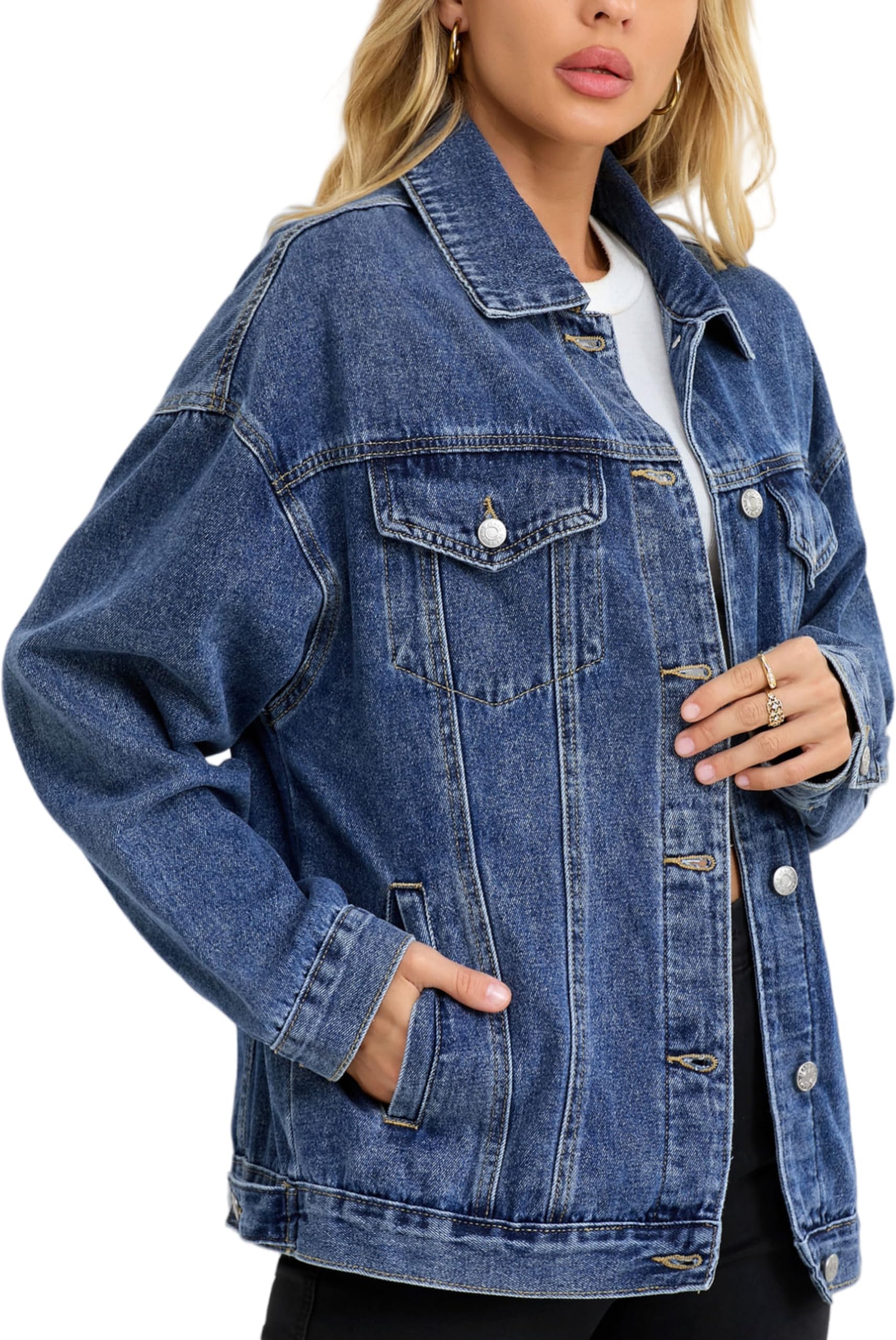 Trendy Oversized Denim Jacket for Women - Loose Fit Boyfriend Style Long Jean Coat | Casual Outfits, Streetwear & Layering Fashion