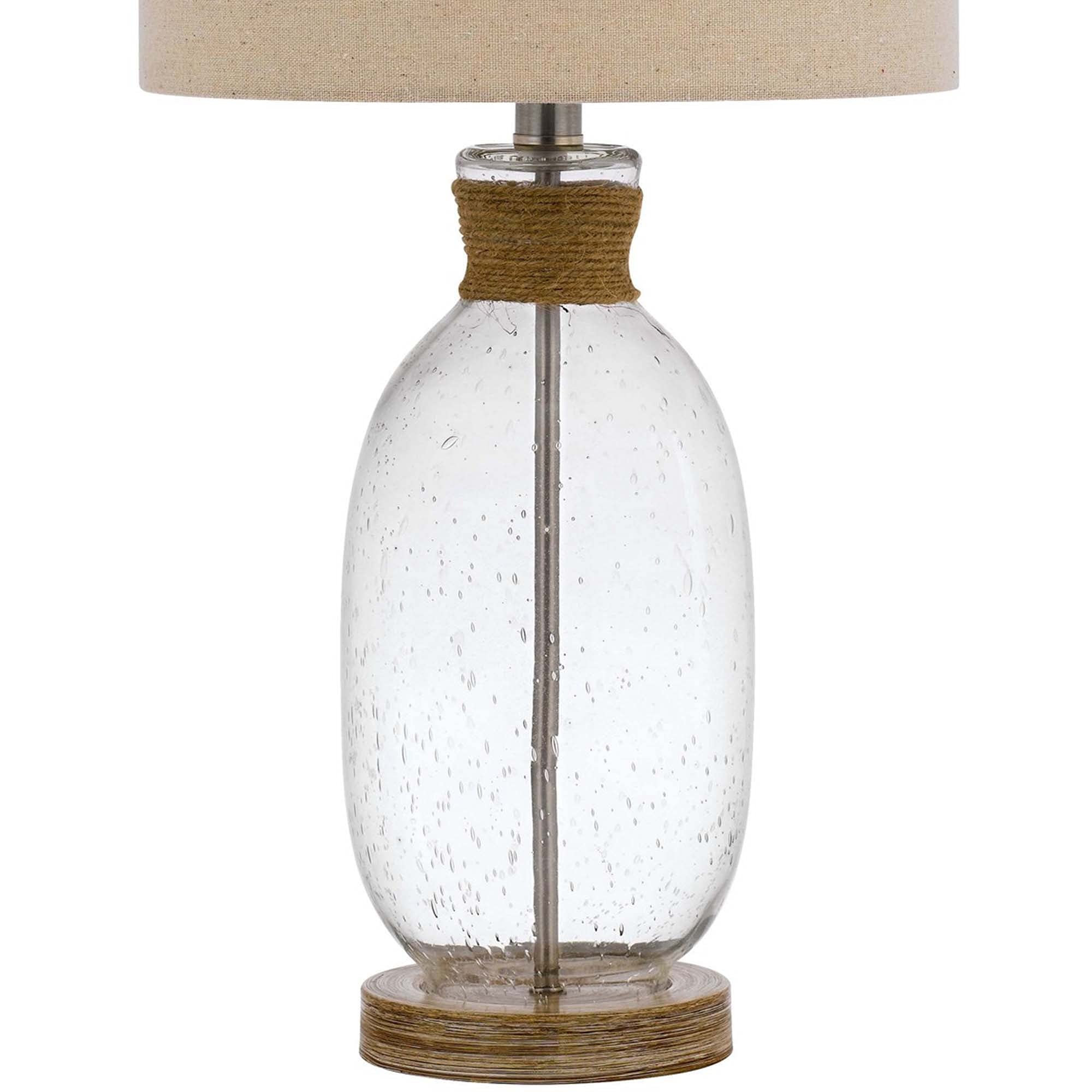 Benjara Beige Table Lamp with Bubble Glass Body & Rope Accent - Perfect for Bedroom Nightstand, Living Room End Table, or Office Desk Lighting