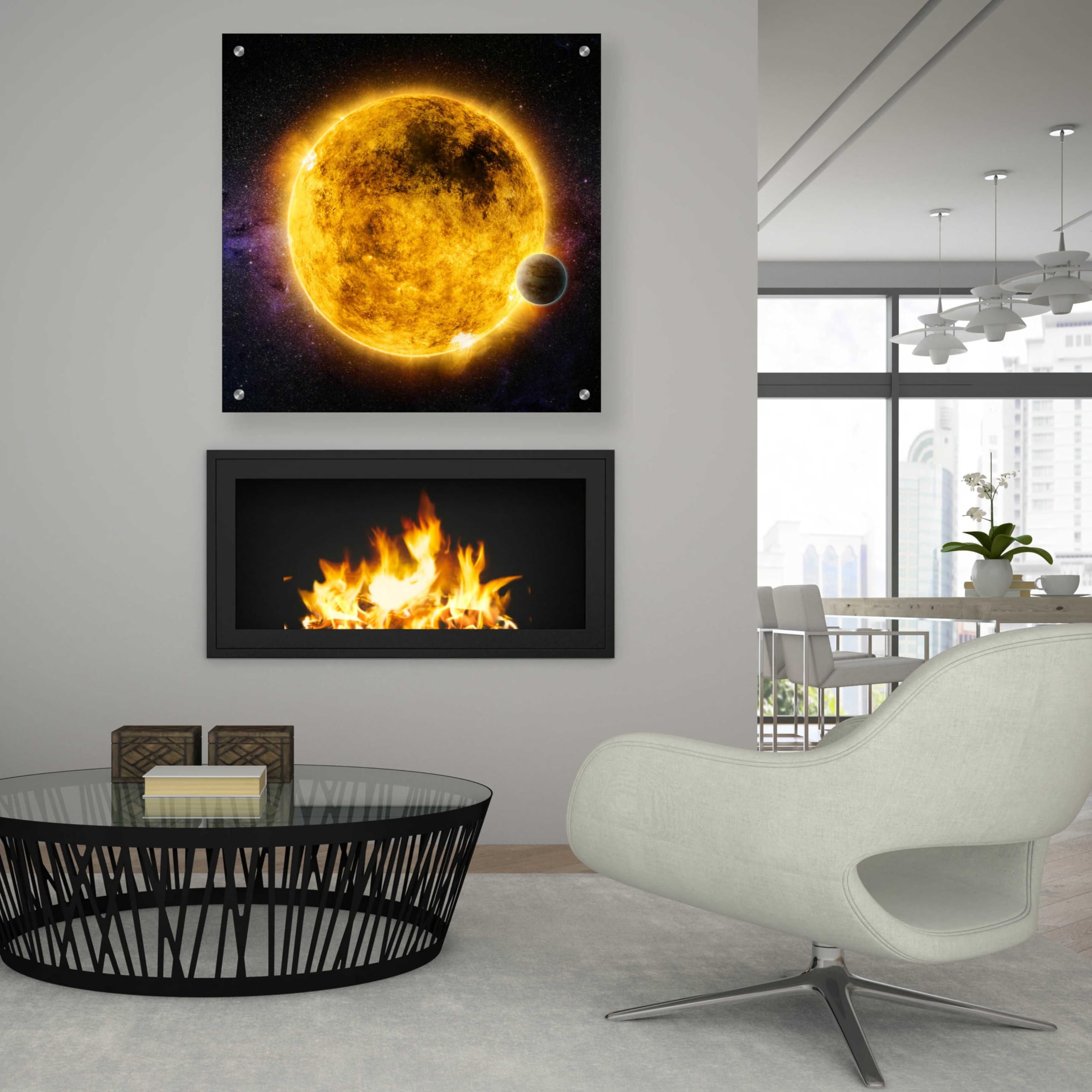 Epic 'Older Sun-Like Star' Acrylic Glass Wall Art - 36x36 Inches Modern Abstract Painting for Living Room, Bedroom & Office Decor