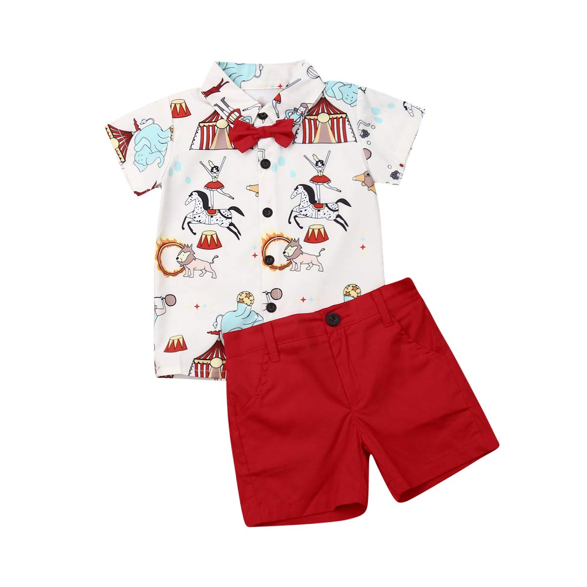 **Toddler Boys Summer Outfits - Short Sleeve Button Down Shirt & Shorts Set - Cute Print Casual Wear for Playdates, Beach & Outdoor Activities**