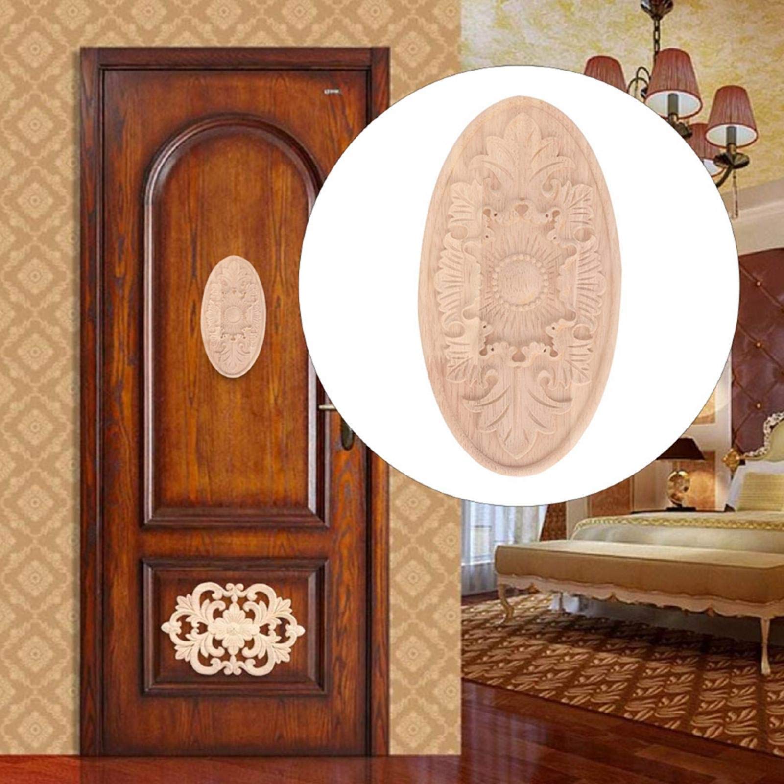 Lifelike Carved Applique Home Decor - 11x5.9 Inch Wooden Onlay for Furniture, Doors, Cabinets & Windows - Easy to Paint DIY Upgrade - Perfect for Living Room, Bedroom & Vintage Style Interiors