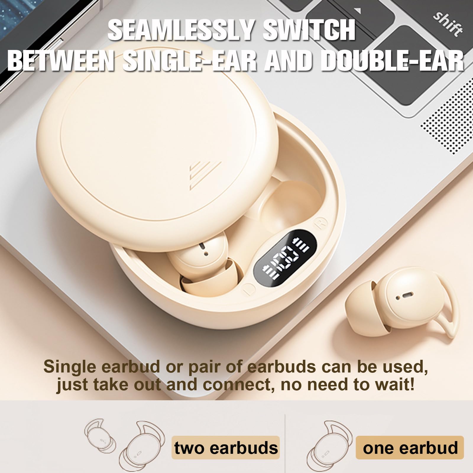 Small Mini Invisible Wireless Earbuds - Noise Cancelling Bluetooth Sleep Earphones for Small Ears, Soft Comfortable Design for Sleeping & Travel | Perfect for Side Sleepers, Commuting & Relaxation