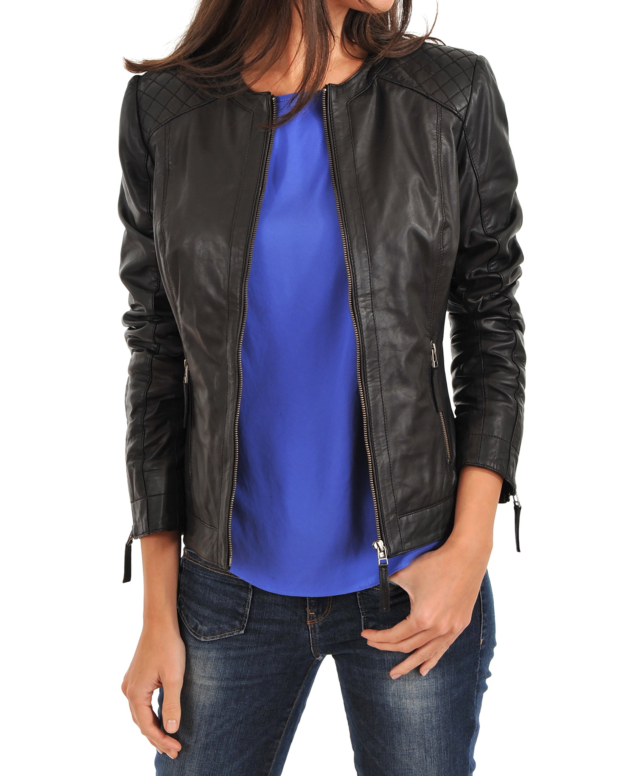 Premium Women's 100% Lambskin Leather Bomber Jacket - Full Sleeve Biker Motorcycle Jacket with Regular Fit | Stylish Outerwear for Casual Wear, Night Out & Motorcycle Riding