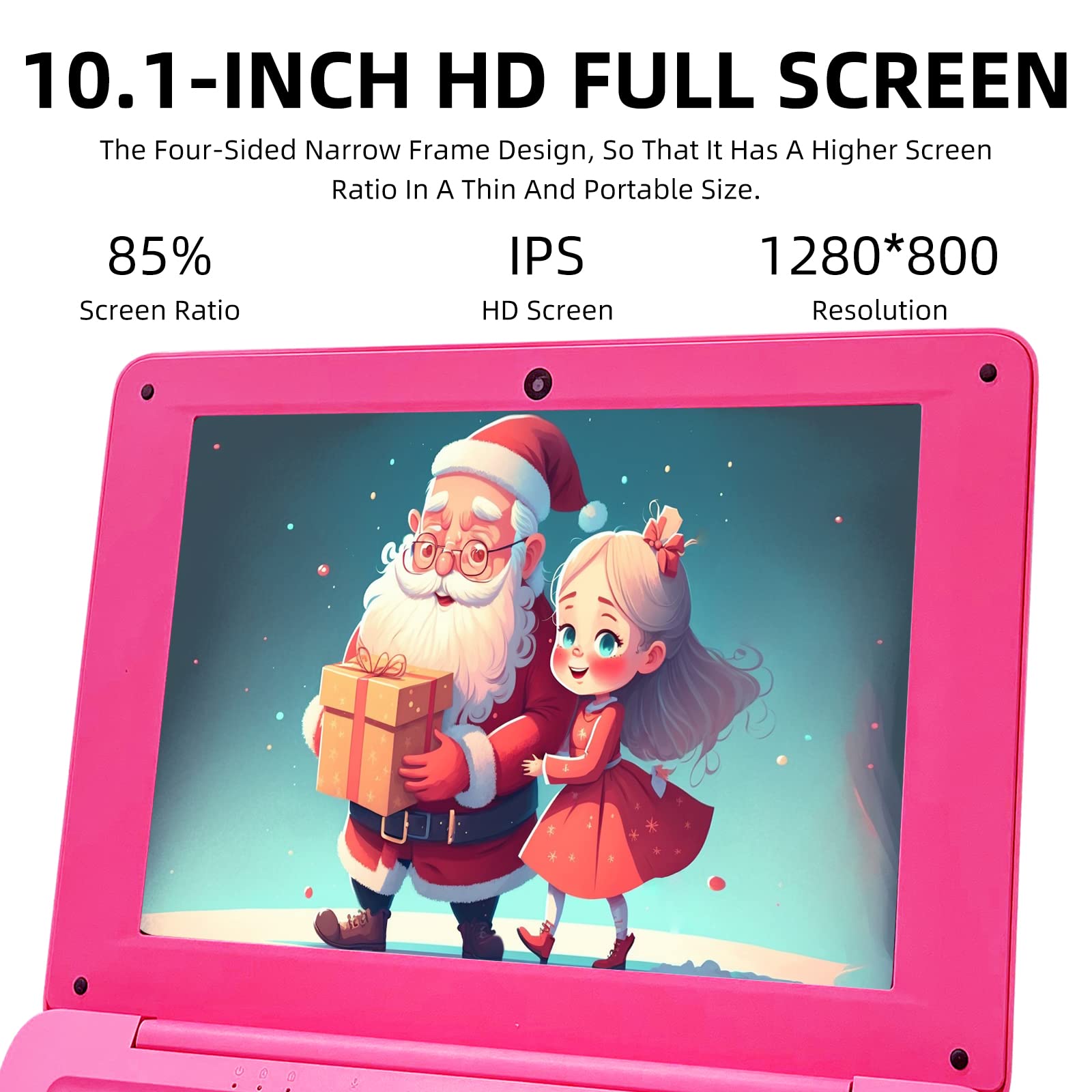 10.1 Inch Windows 10 Laptop - Intel Quad Core Processor, 4GB RAM, 64GB eMMC Storage | Lightweight Mini Netbook with Sleeve, Wireless Mouse & Headphones (Pink) | Perfect for Students, Office Work & Travel Computing