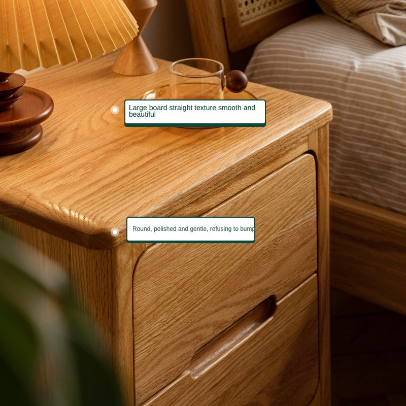 Solid Oak Wood Nightstand - Sturdy Bedside Table with Drawer for Bedroom, Living Room, or Guest Room - Perfect for Storage and Decor
