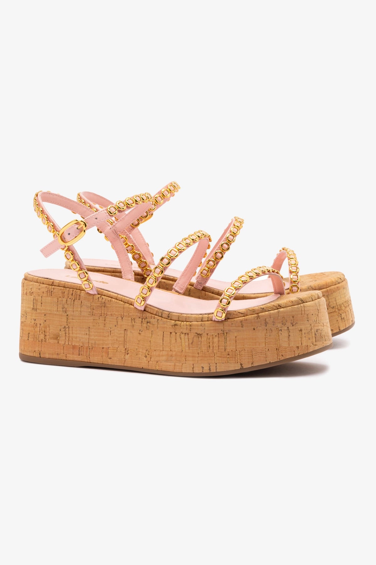 Gio Milanina Women's Flatform Sandals in Tulip Patent Leather & Natural Cork - Comfortable Summer Wedges for Beach, Vacation, and Casual Outfits