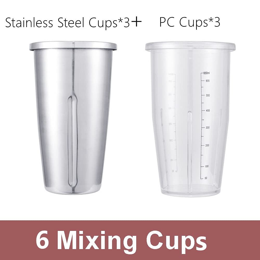 Commercial Electric Milkshake Maker - 110V 18000 RPM 3-Head Stainless Steel Drink Mixer for Juice, Tea & Smoothies - Includes 6pcs 800ml Cups & 2-Speed Adjustable - Perfect for Restaurants, Cafes & Smoothie Shops