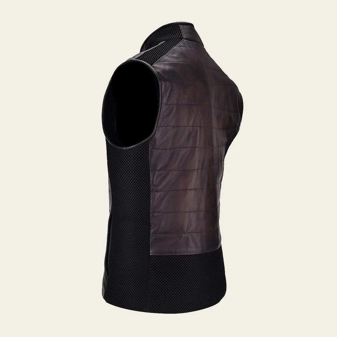 H340COB Cuadra Chocolate Men's Casual Fashion Lambskin Leather Vest - Perfect for Outdoor Adventures, Motorcycle Rides & Stylish Everyday Wear