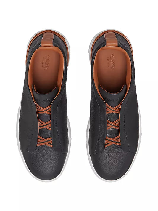 Ermenegildo Zegna Black Vici Leather Triple Stitch Dress Shoes - Premium Italian Luxury for Business & Formal Occasions