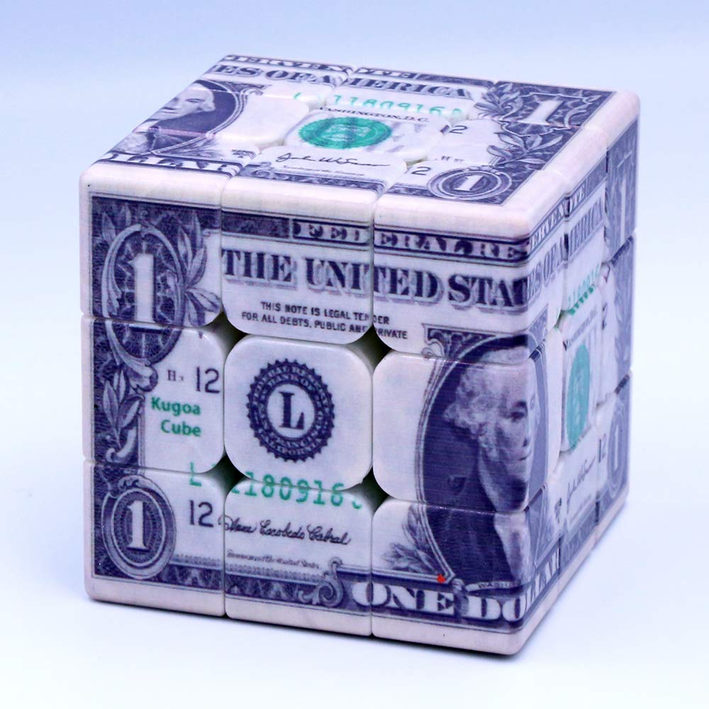 3x3 Speed Cube with Dollar Bill Design - Magic Cube Puzzle for IQ Games & Brain Training - Stress Relief Toy for Teens & Adults (5.6cm/2.2