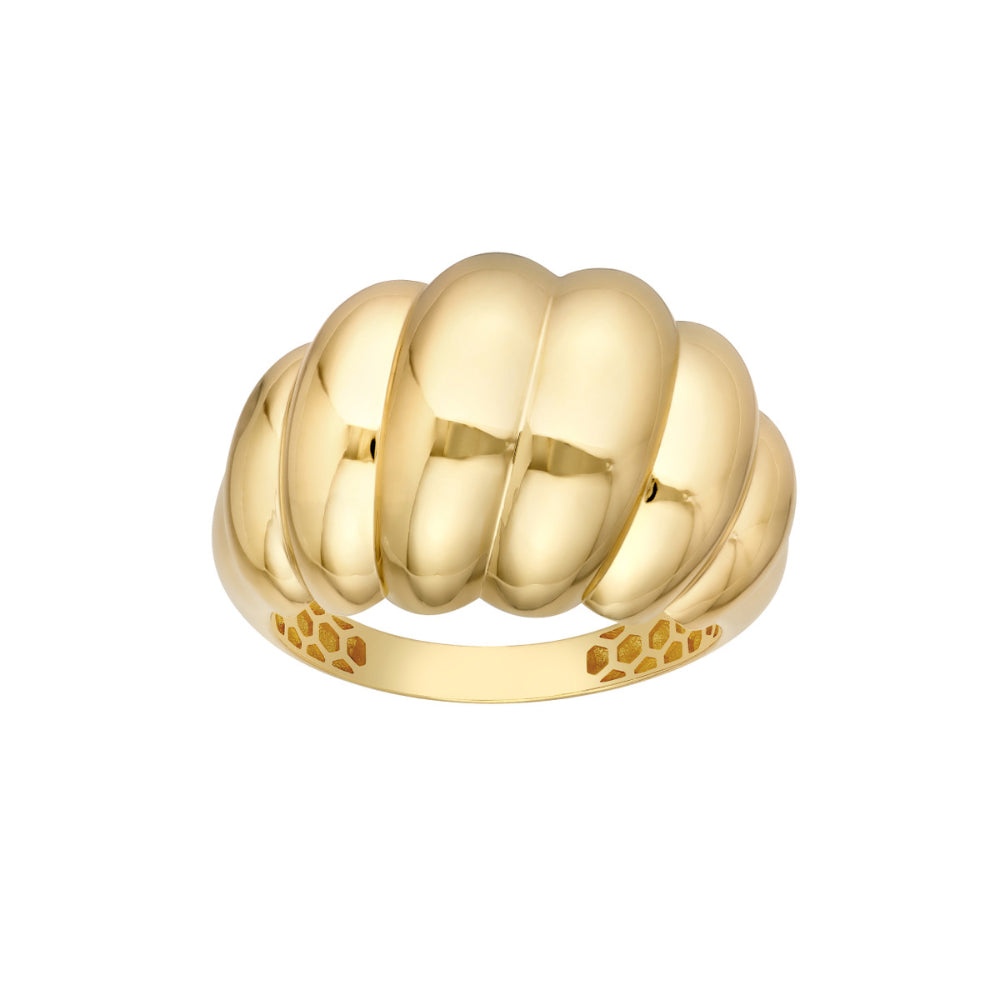 14K Gold Twisted Polished Dome Ring for Women - Elegant Stackable Band Jewelry Gift for Anniversary, Wedding, Valentine's Day | Perfect for Everyday Wear & Special Occasions