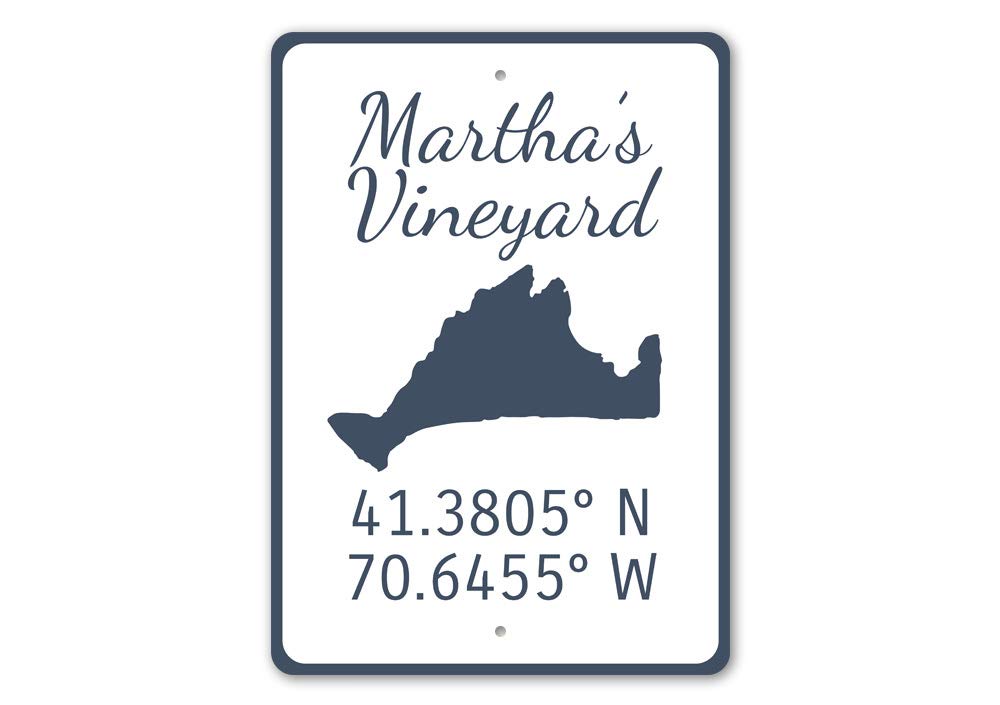 Martha's Vineyard Coordinates Sign - 12