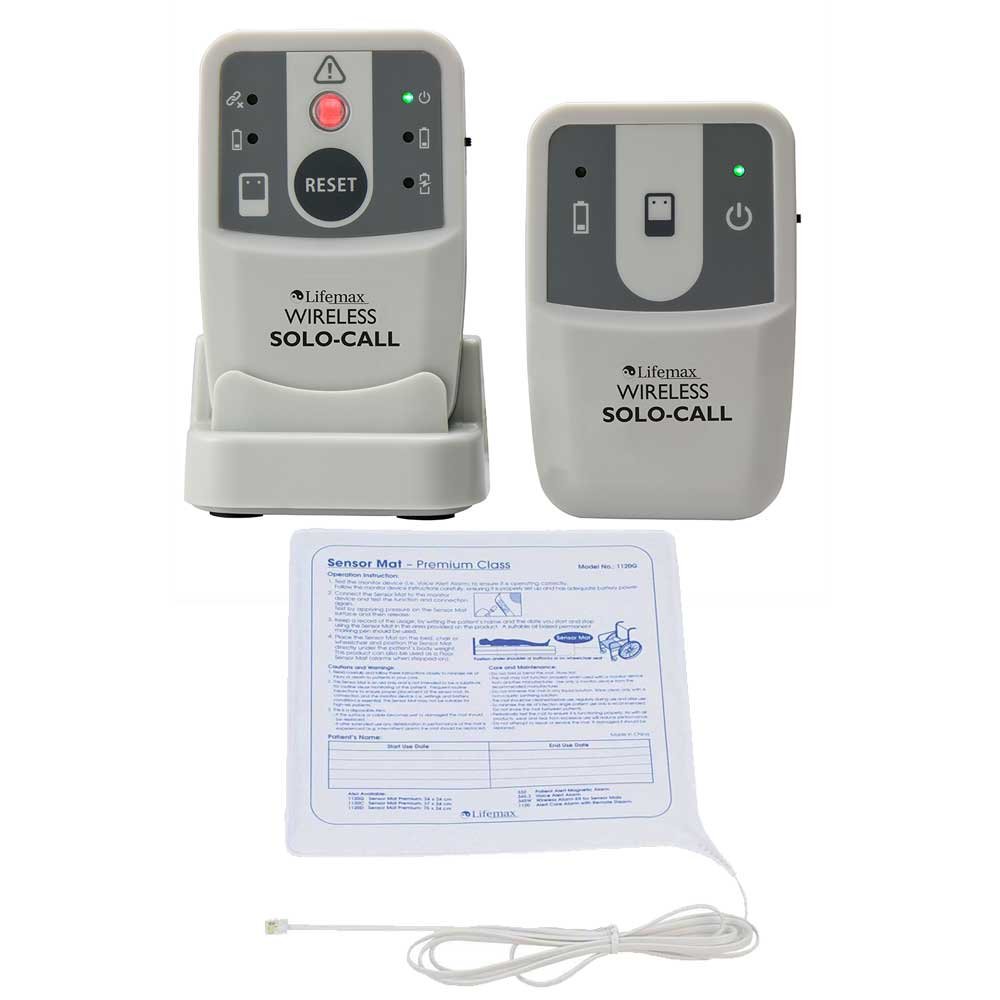 Solo Call Chair Sensor Alarm Kit with Mat - Complete Fall Prevention & Safety Solution for Elderly & Disabled - Ideal for Nursing Homes, Hospitals & Home Care
