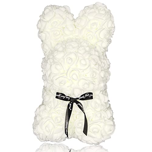 ZJflorist Unique Rose Bear Gift Box - Handmade Rose Teddy Bear in Elegant Box for Birthday, Anniversary, Valentine's Day | Perfect Romantic Gift for Women, Wife, Girlfriend, Mom | Ready-to-Gift Luxury Present for Special Occasions