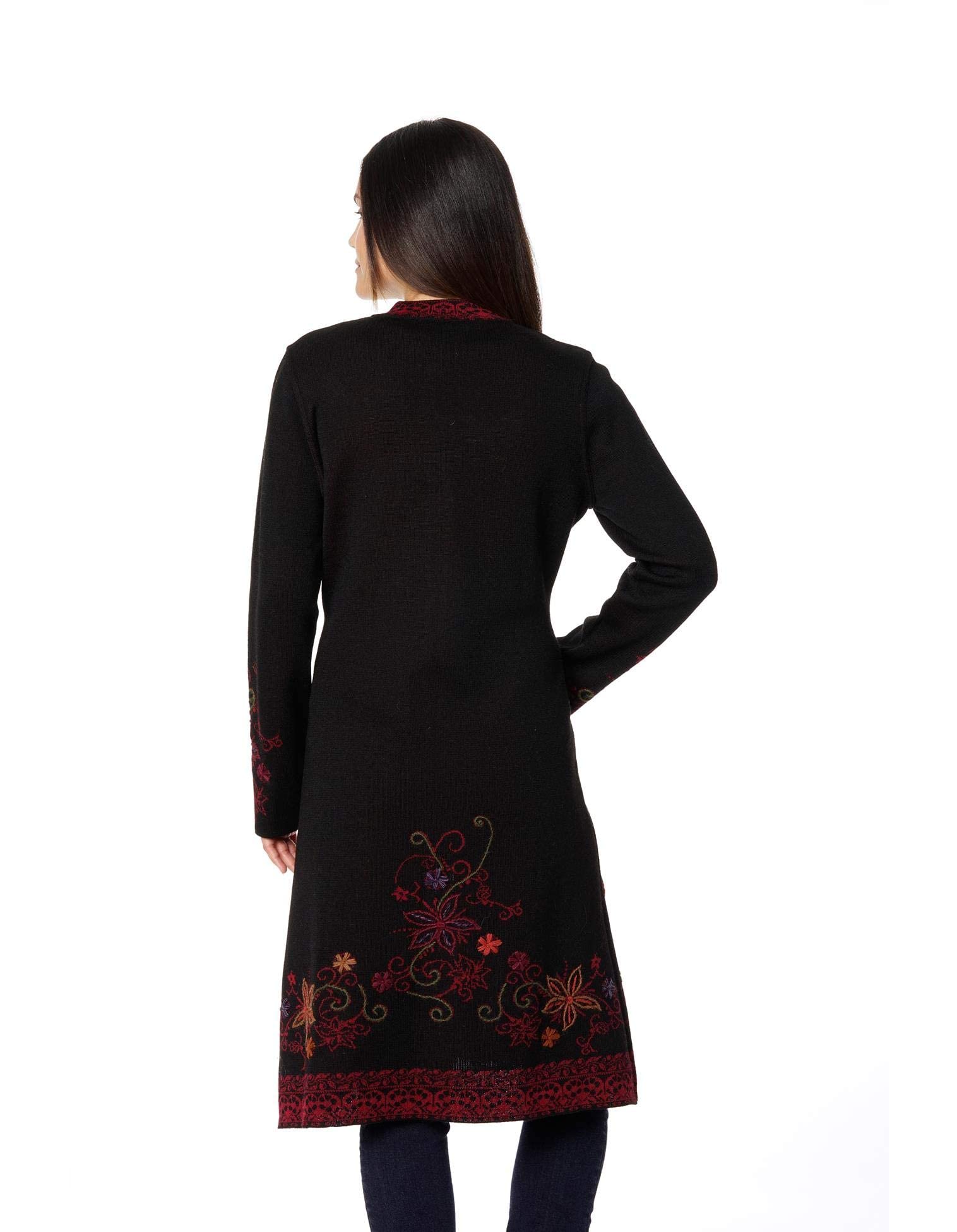 Women's Invisible World Sweater Coat - Soft Baby Alpaca Embroidered Cardigan Ottoman Style | Cozy Winter Fashion for Office, Date Night & Casual Outings