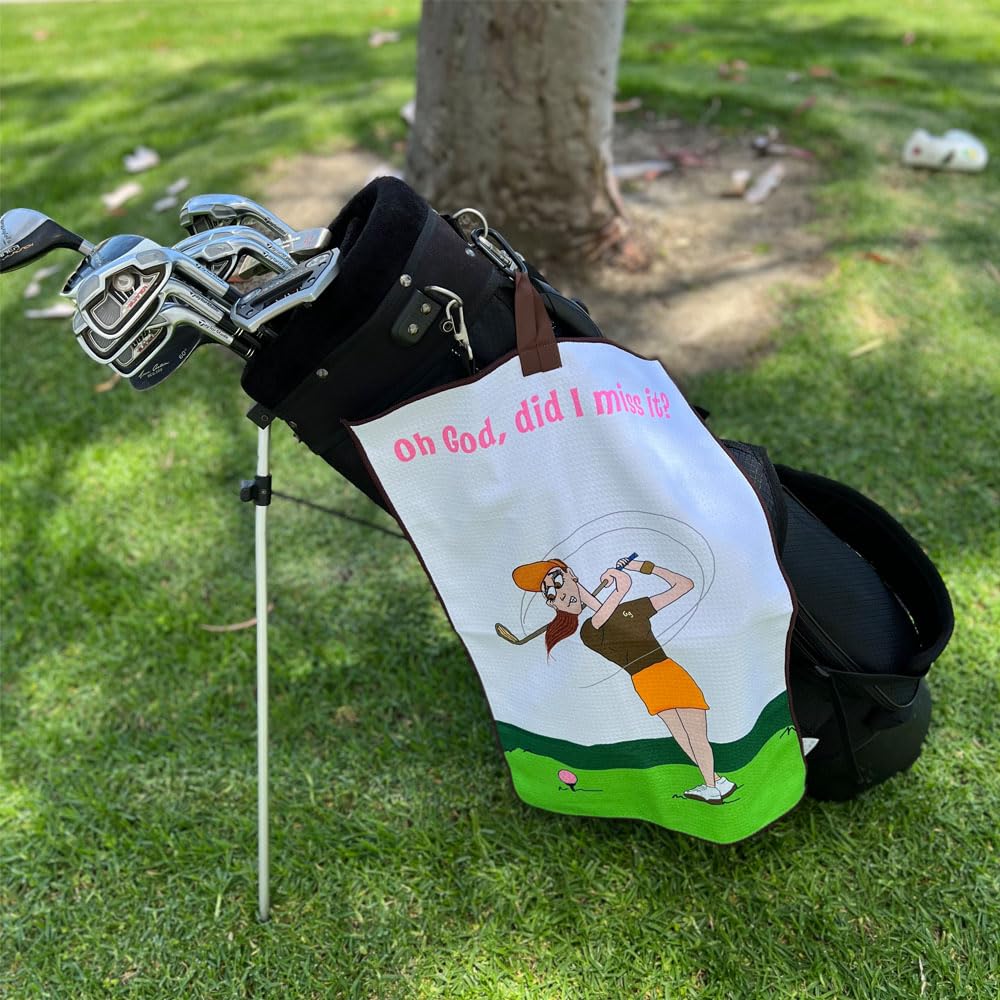 Did I Miss It Waffle Golf Towel | Funny Golf Gift for Women | Perfect for Golf Courses, Driving Range & Clubhouse Use
