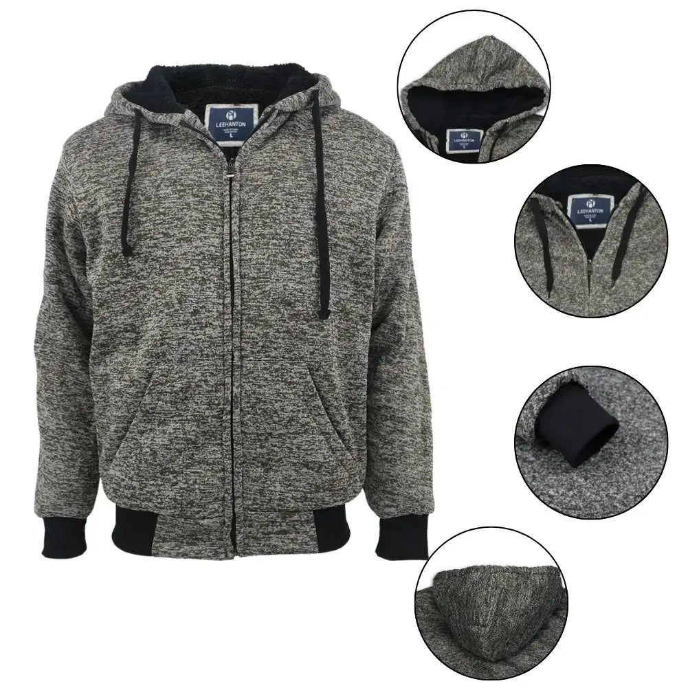 Men's Warm Sherpa Lined Hoodie - Soft Fleece Pullover with Kangaroo Pocket for Winter Outdoor Activities & Casual Wear
