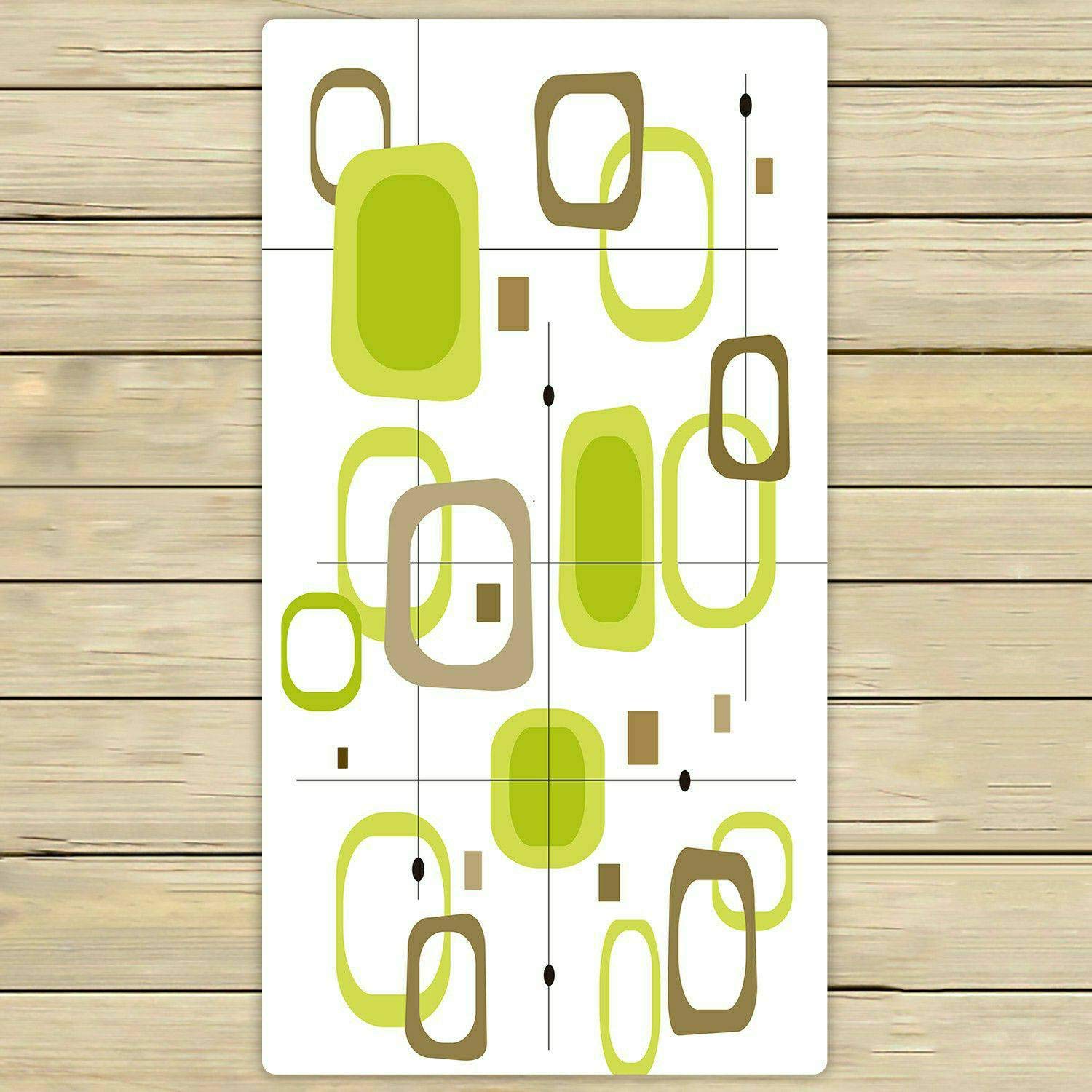 Retro Lime Green & Brown Square Spot Beach Bath Towel - 30x56 Inch Soft Absorbent Shower Towel for Home, Pool, Gym, Travel - Quick Dry & Lightweight for Outdoor & Vacation Use