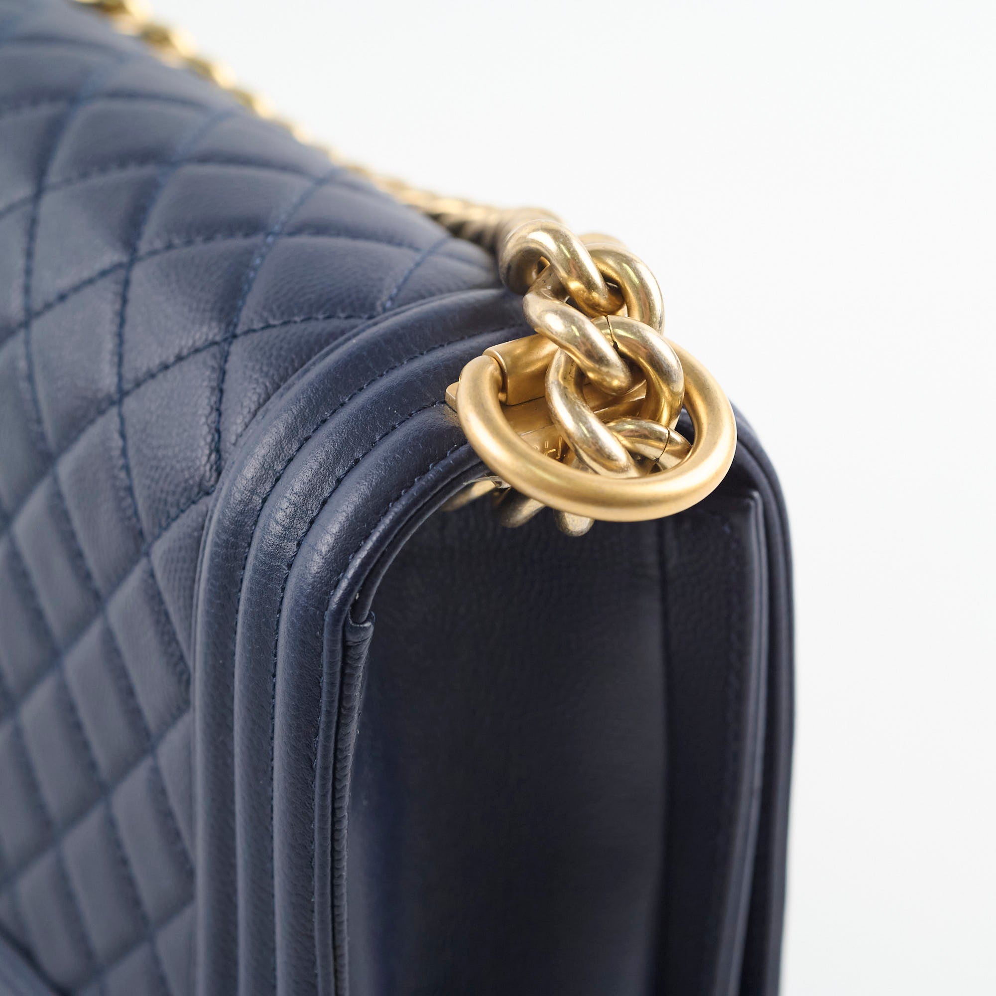 Chanel Boy Old Medium Flap Bag in Navy Caviar Leather - Perfect for Evening Events & Luxury Fashion Accessories