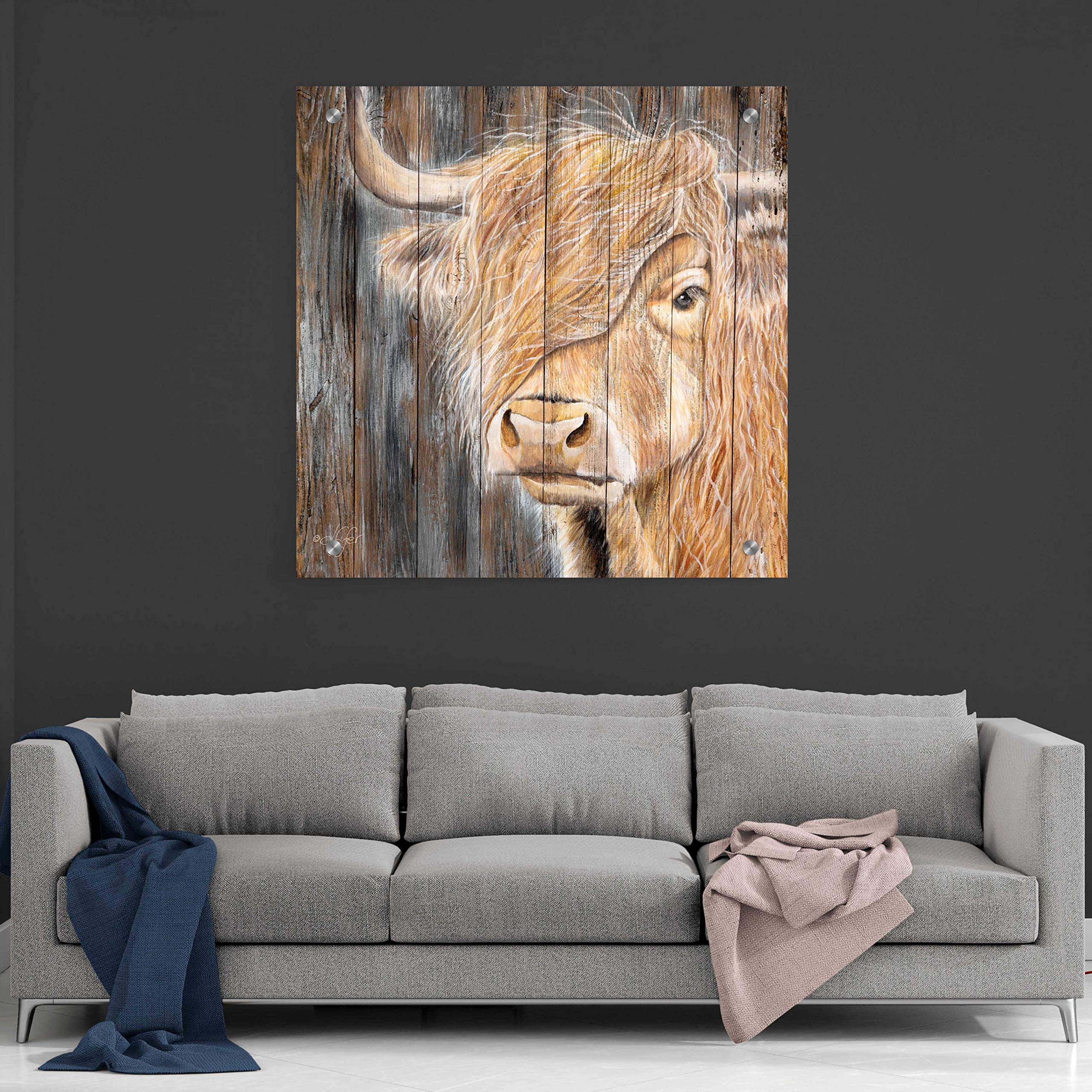 Epic Art 'A Windy Day on the Farm' by Diane Fifer - 36x36 Inch Acrylic Glass Wall Decor - Modern Farmhouse Painting for Living Room, Bedroom & Office