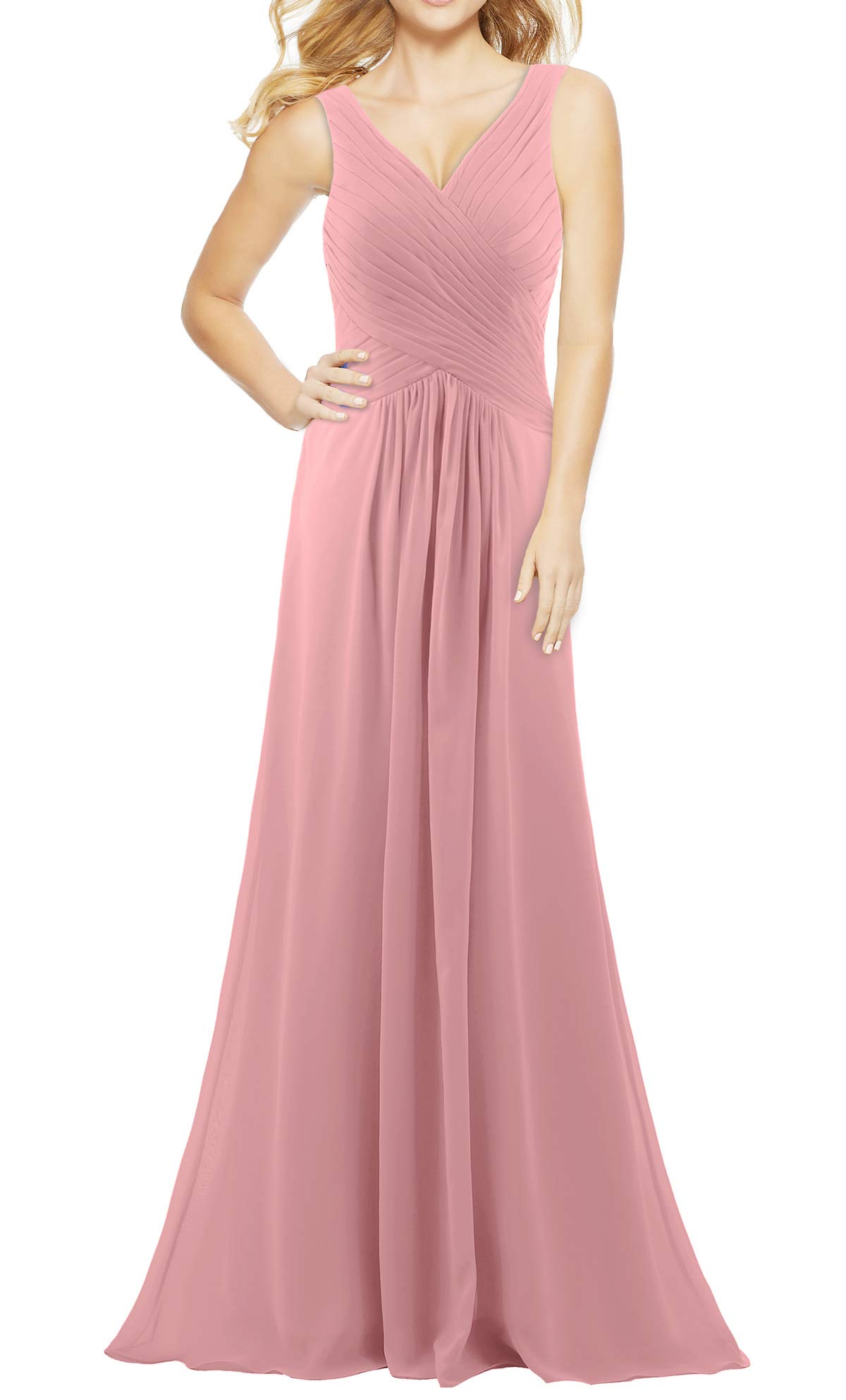 Elegant Women's V-Neck Sleeveless Long Bridesmaid Dress for Wedding Guest, Formal Evening Party & Special Occasions - 2023 Fall Collection