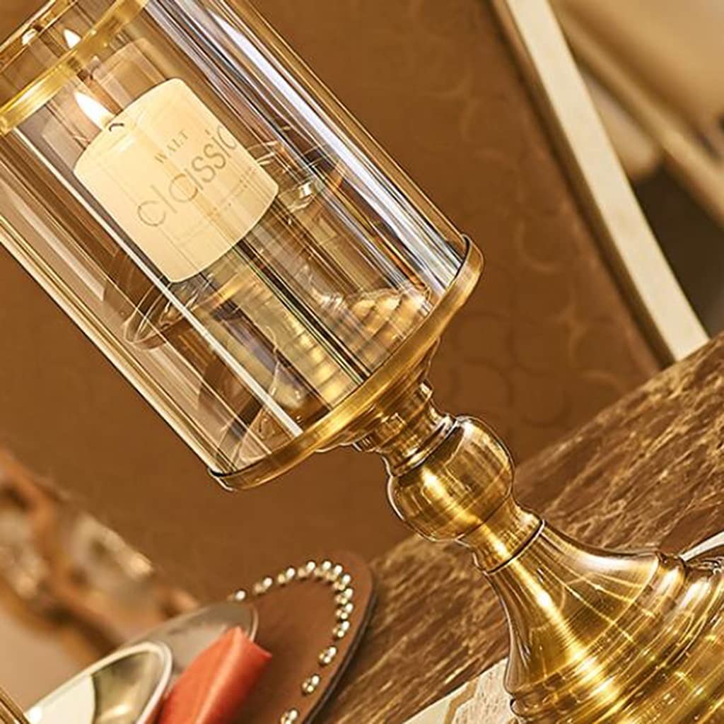 2-Piece Gold Metal & Glass Candle Holder Set - Elegant Candelabra for Cylindrical Candles or Flameless LED Candles - Perfect for Halloween, Christmas, Wedding Decor & Party Gifts - Romantic Home & Table Centerpiece Decorations
