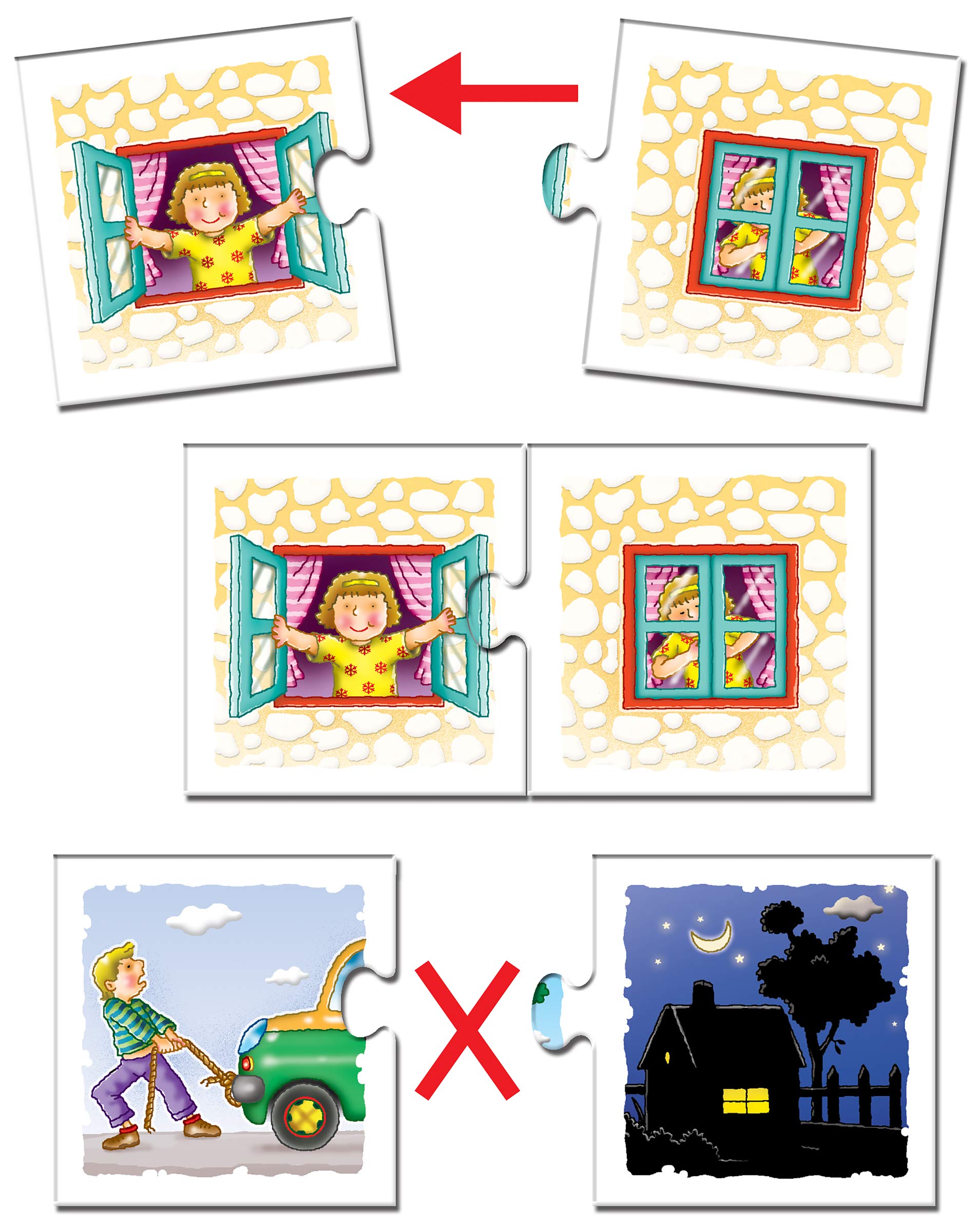Frank Opposites – 48 Piece Self-Correcting Puzzle Set (24 Pairs) - Early Learning Educational Jigsaw Puzzles for Kids Ages 3+ - Fun Matching Game with Images - Perfect for Preschool Classroom & Homeschool Activities
