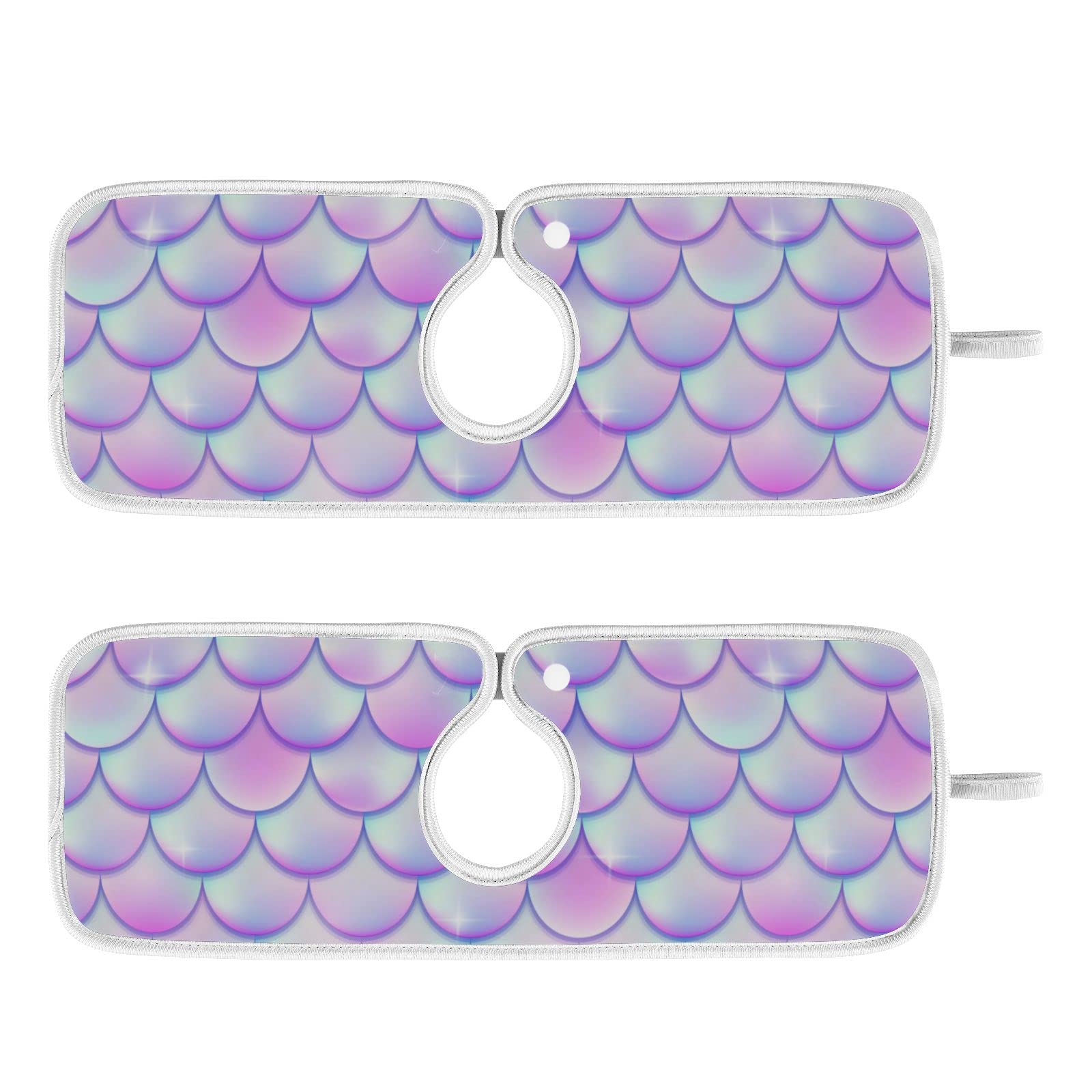 **2 Pack Mermaid Tail Texture Sink Splash Guard - Absorbent & Quick-Drying Faucet Drip Catcher Mat for Kitchen, Bathroom & RV - Glitter Handle Cover for Stylish & Mess-Free Sinks**    *(Use: Prevents water splashes, keeps countertops dry, and adds a decorative touch to sinks in kitchens, bathrooms, or RVs.)*