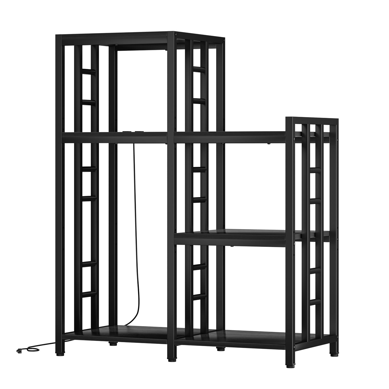 Adjustable 6-Tier Heavy Duty Kitchen Baker's Rack with Rolling Wheels - Microwave Oven Cart Stand, Storage Organizer for Living Room, Garage, Home & Office - Perfect for Small Space Organization & Kitchen Storage (Black)