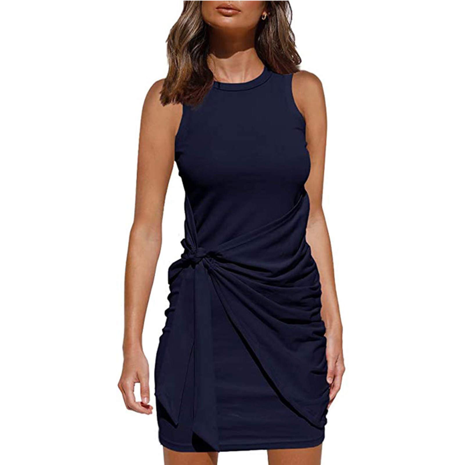 Elegant Gaweb Women's Sleeveless Pleated Bow Tie Waist Skirt - Perfect for Dating, Parties & Summer Outfits | Flowy A-Line Midi Dress for Casual & Formal Occasions
