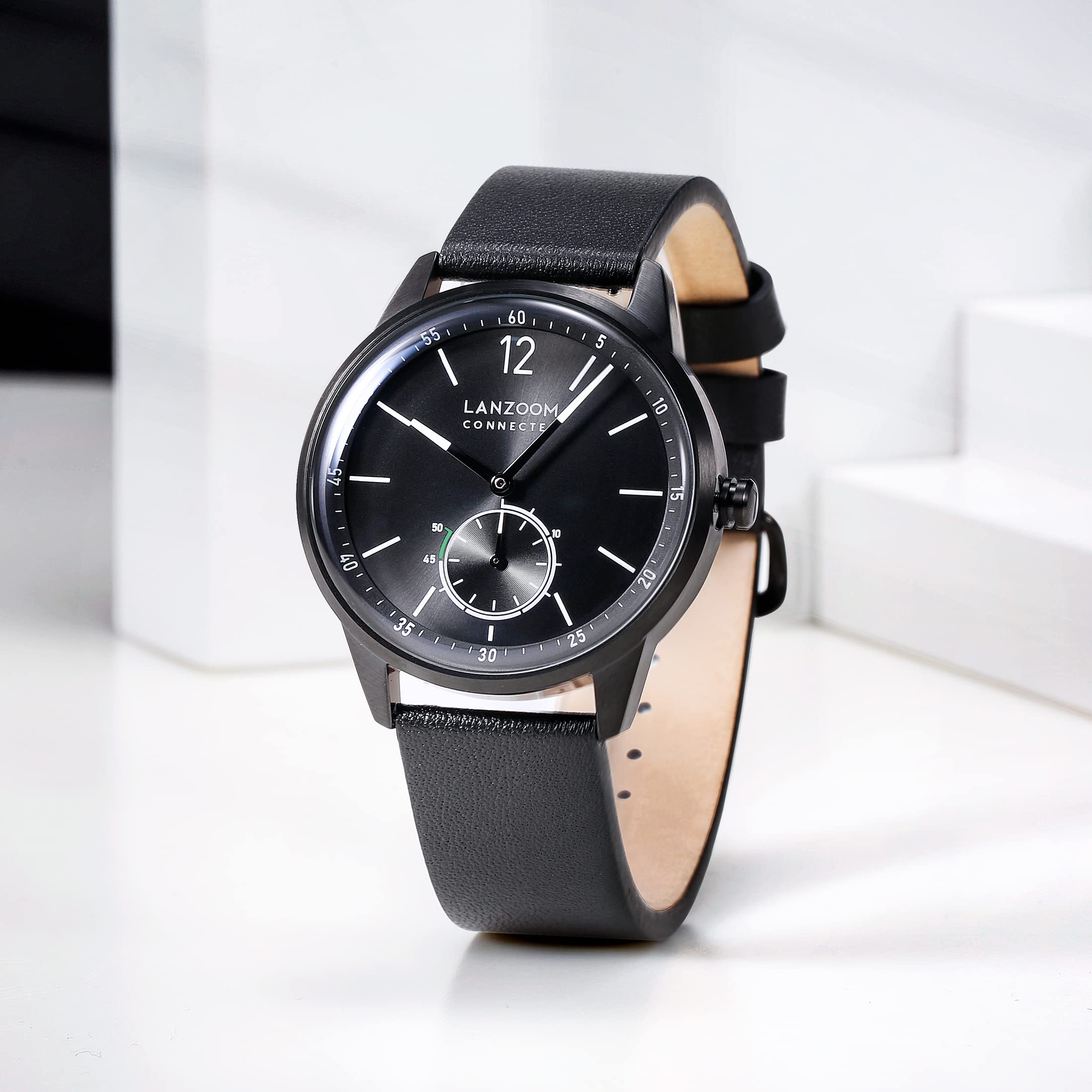 LANZOOM Men's Slim Minimalist Quartz Watch - Stainless Steel Case with Genuine Leather Strap, Water Resistant Dress Watch for Business, Casual & Formal Occasions - Perfect Gift for Father's Day, Valentine's Day, Anniversary, Birthday & Christmas