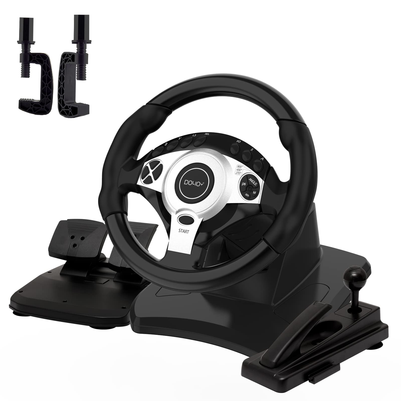 NBCP Racing Wheel with 270/900° Rotation - PC Steering Wheel with Pedals, Dual-Motor Vibration & Gear Shifter - Compatible with Xbox Series X|S, Xbox One, PS4, PS3, PC, Nintendo Switch, Xbox 360 - Perfect for Racing Games & Driving Simulator Experience
