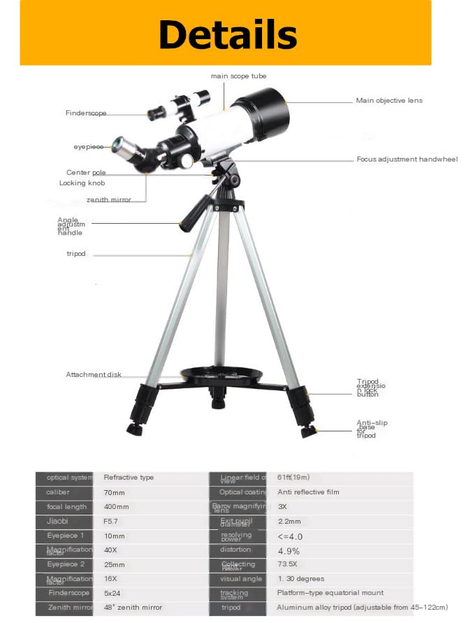 Kids & Adults Astronomical Telescope - German Technology Refractor Telescope with Smartphone Adapter & Tripod - Perfect for Stargazing, Bird Watching, and Outdoor Exploration