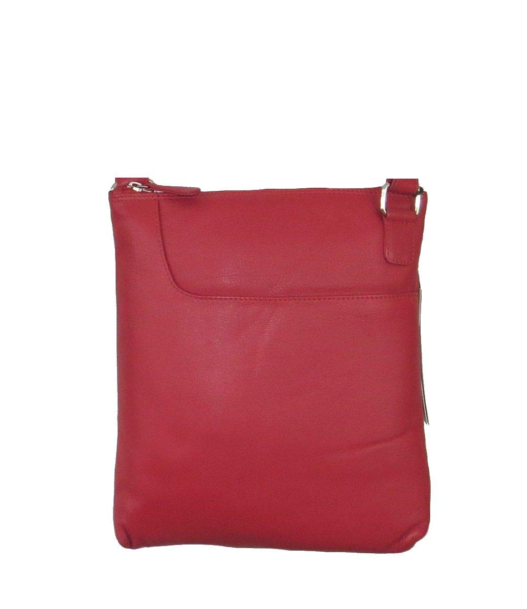 Genuine Leather Crossbody Handbag for Women with Large Front Pocket - Stylish & Durable 3107 (Red) | Perfect for Work, Travel & Everyday Use