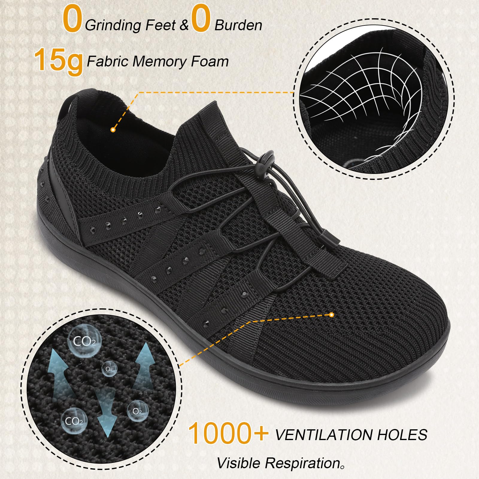 **Besroad Women's Slip-On Walking Shoes – Wide Toe Barefoot Minimalist Zero Drop Sneakers – Breathable Comfort for Running, Yoga & Casual Wear**