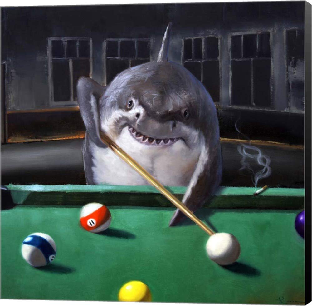 Pool Shark by Lucia Heffernan - 24x24 Inch Canvas Wall Art with Black Sides, Museum Wrapped - Perfect for Game Rooms, Bars & Modern Home Decor